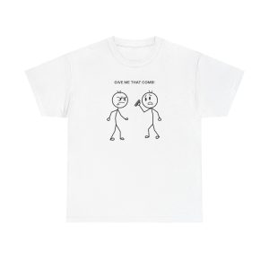 Bald Stick Figures Fighting Over Comb Tee | Funny Comic Cartoon Shirt