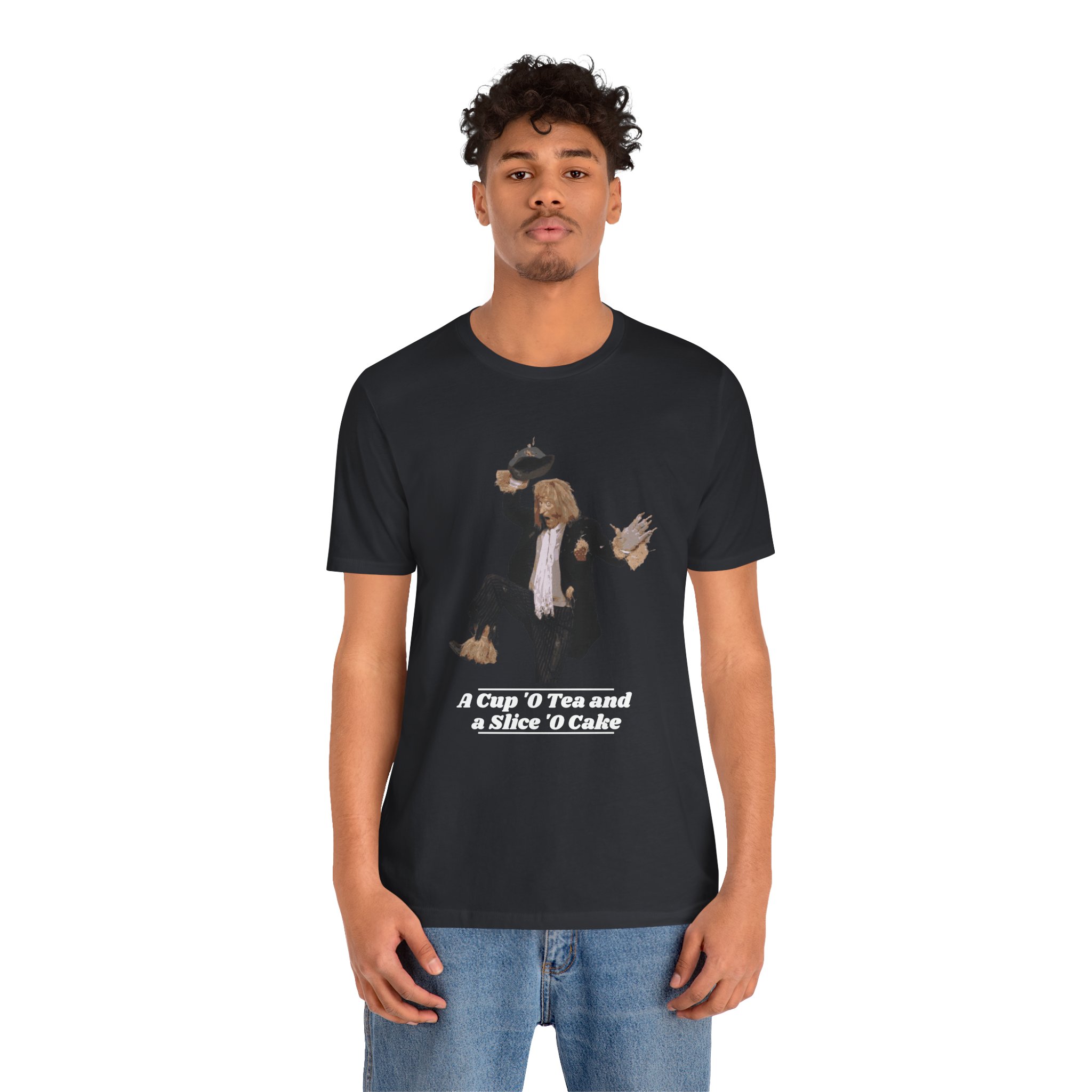 Worzel Gummidge Cup O Tea Slice O Cake T Shirt Retro British Scarecrow Tee Nostalgic TV Legend Shirt Classic British Character Gift - Image 3