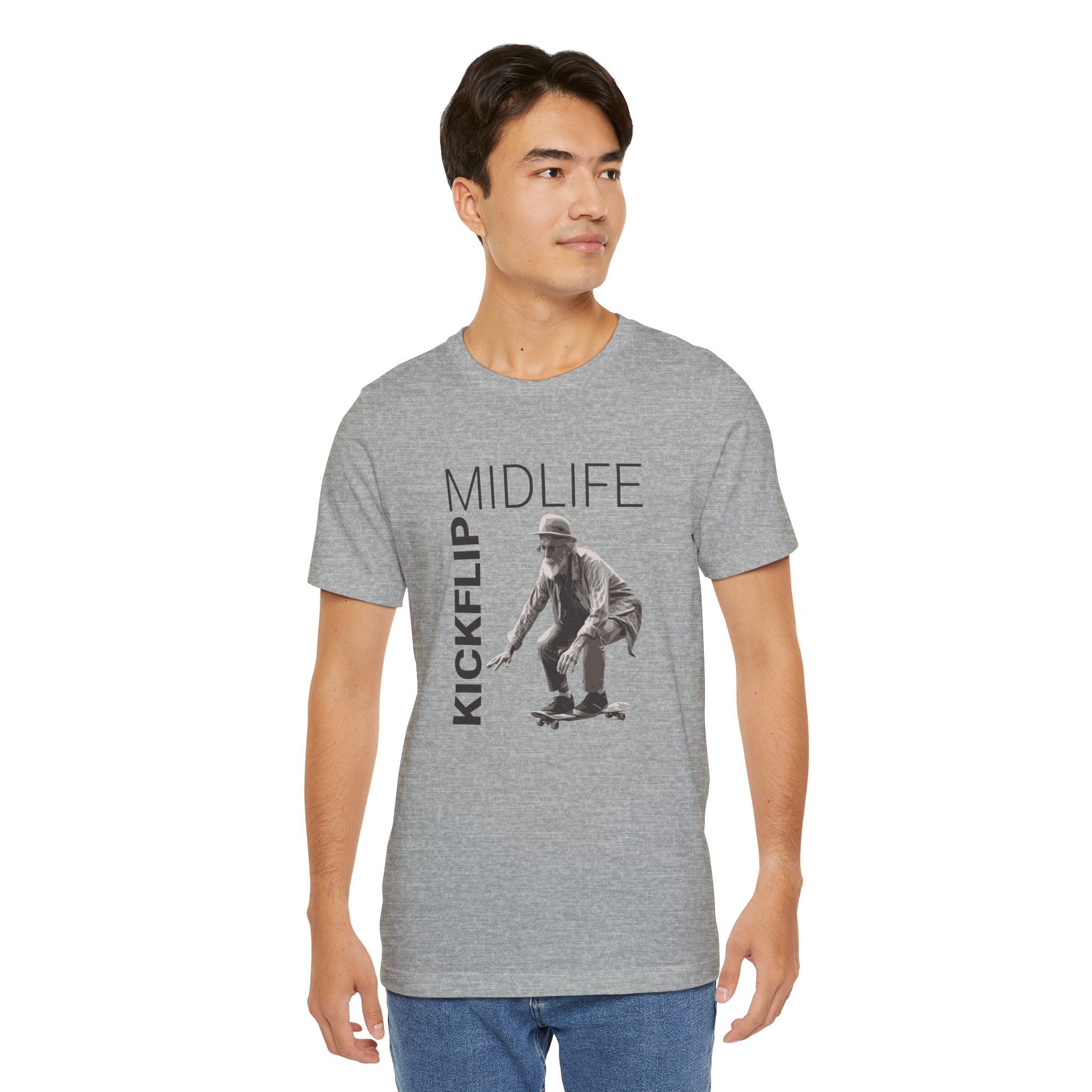 Midlife Kickflip T Shirt Funny Old Man Skateboard Graphic Tee Ageing Skater Humor Shirt Midlife Crisis Gift Older Skateboarder Tee - Image 8
