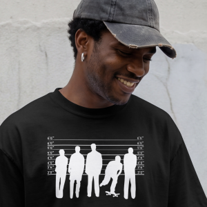 Unusual Suspects Skateboarder Lineup T Shirt Funny Skate Culture Parody Tee Police Lineup Graphic Shirt Skater Humor Gift
