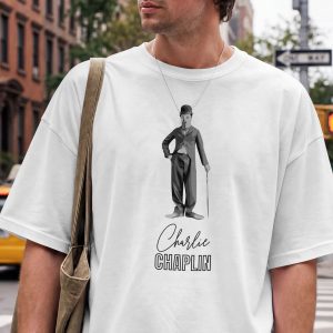 Charlie Chaplin Classic Pose T Shirt Silent Film Comedy Legend Graphic Tee Tramp Character Tribute Shirt Vintage Cinema Fan Gift