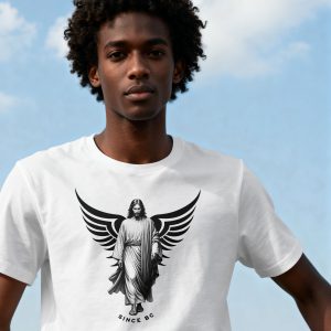 Since BC Angel Wings Jesus T Shirt Faith Graphic Tee Christian Winged Figure Shirt Religious Art Gift Bold Faith Statement Tee