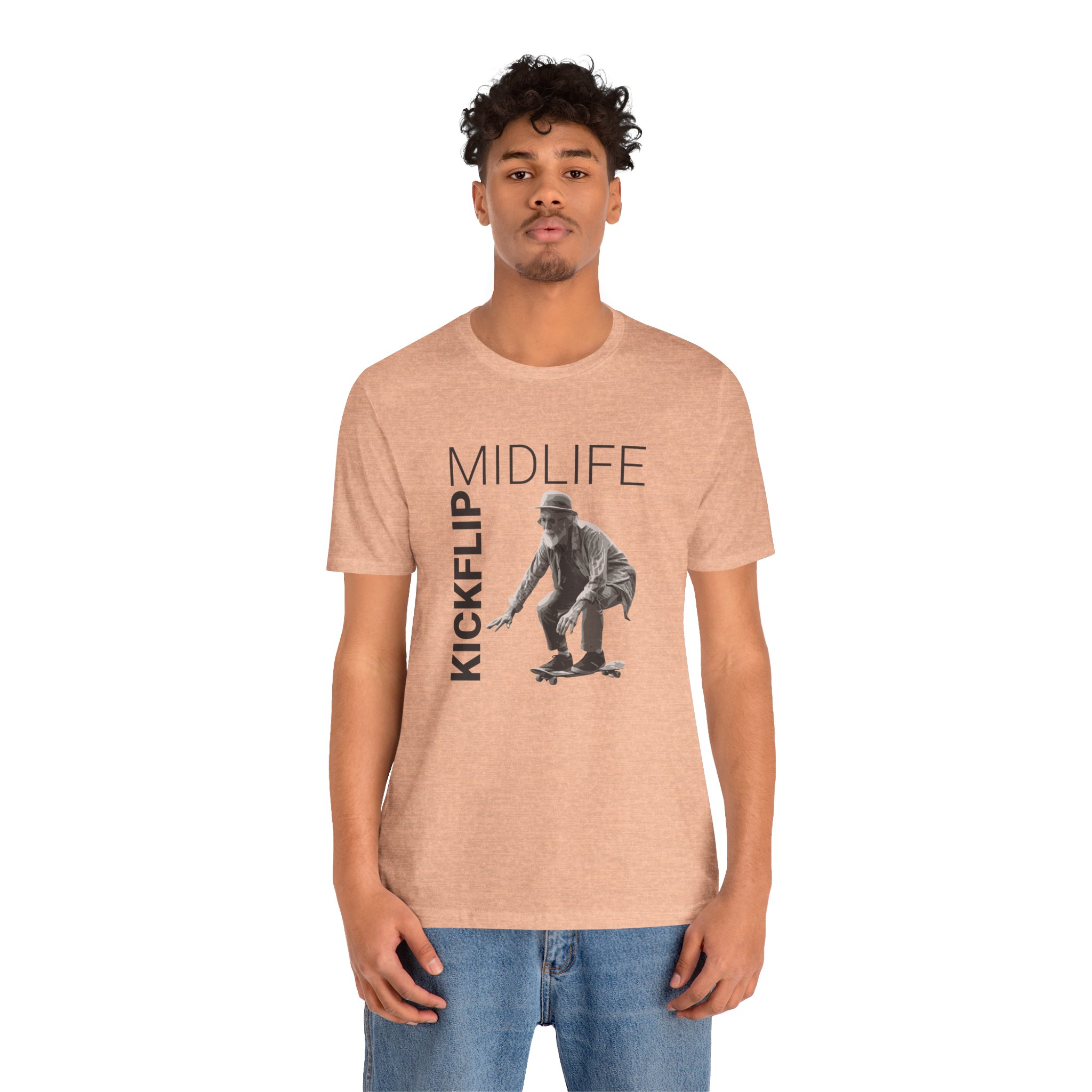 Midlife Kickflip T Shirt Funny Old Man Skateboard Graphic Tee Ageing Skater Humor Shirt Midlife Crisis Gift Older Skateboarder Tee - Image 5