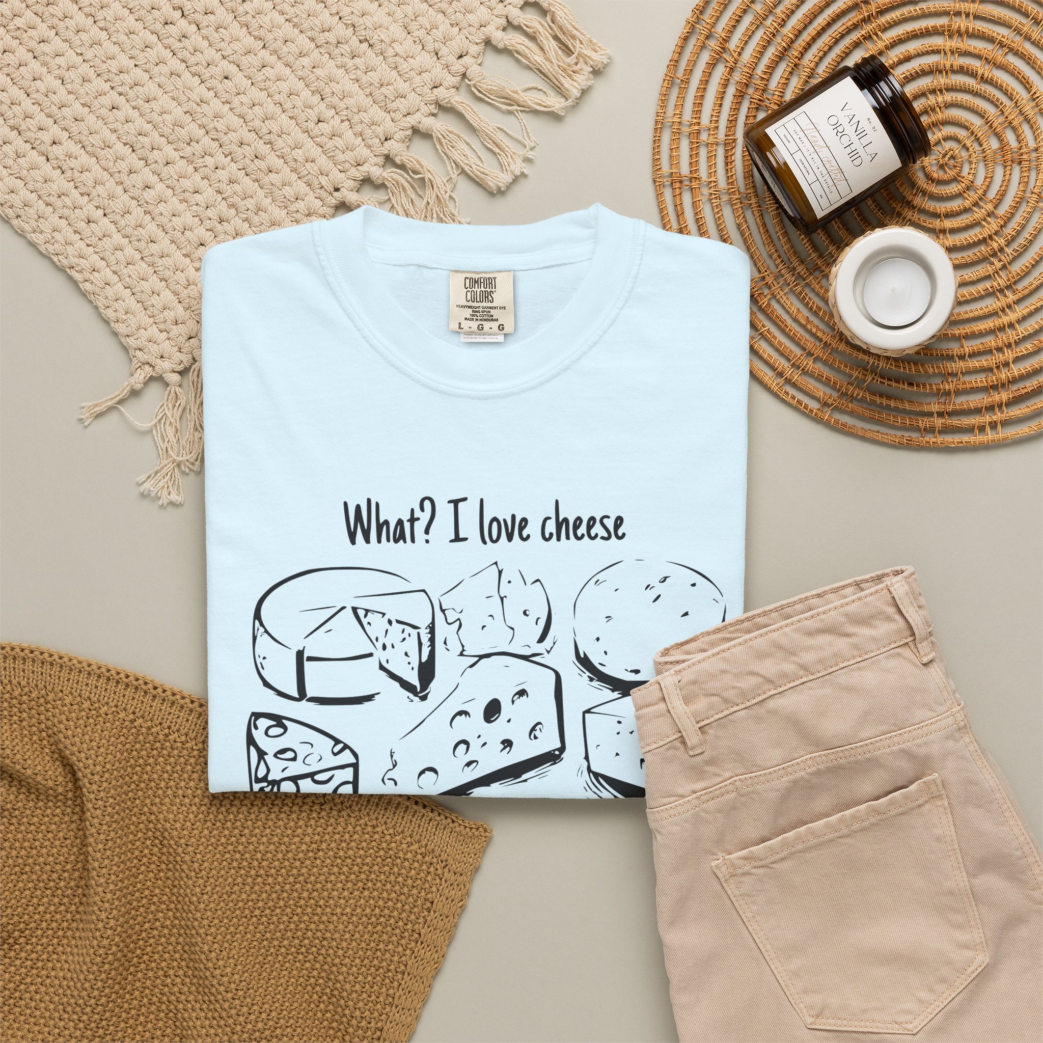 What I Love Cheese T Shirt Funny Cheese Lover Graphic Tee Cheese Board Illustration Shirt Foodie Gift Cheese Enthusiast Tee - Image 3