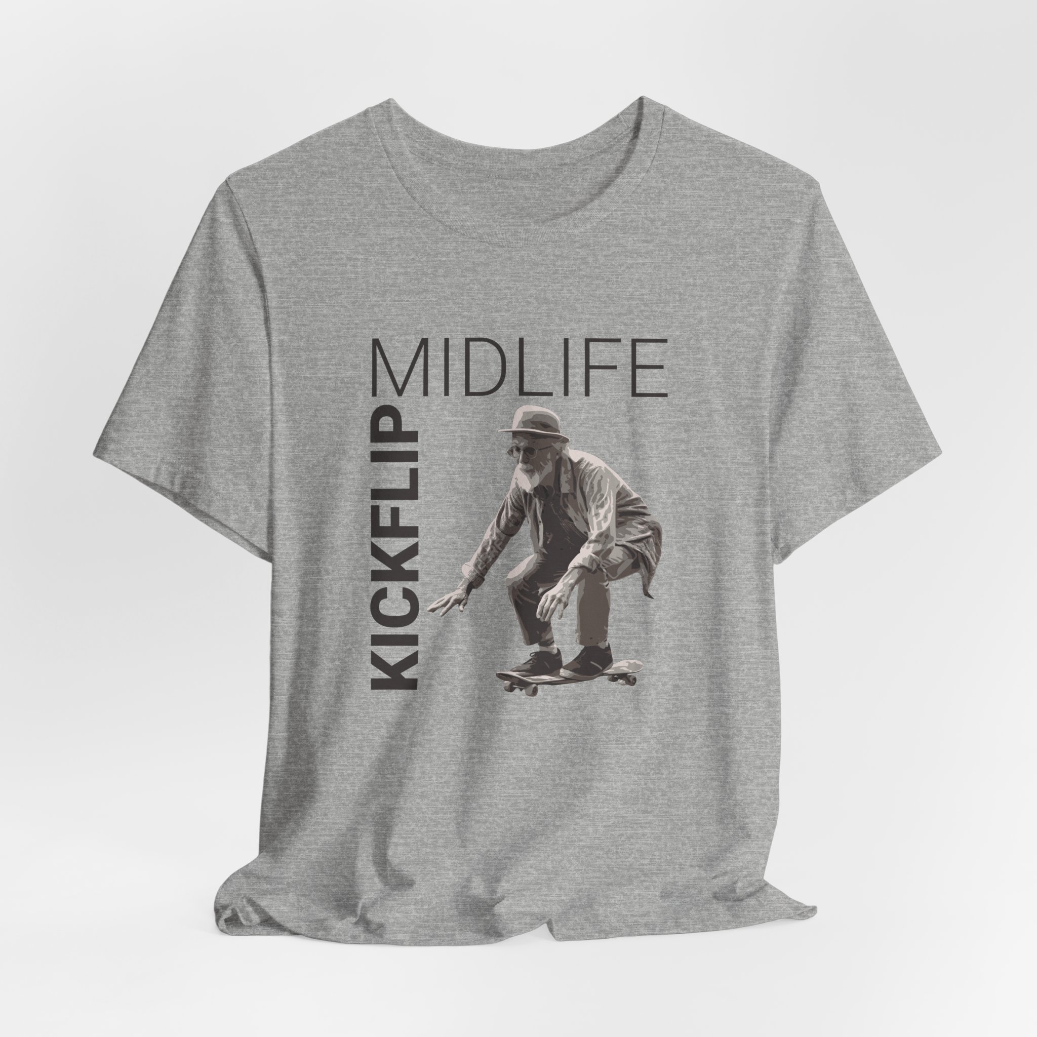 Midlife Kickflip T Shirt Funny Old Man Skateboard Graphic Tee Ageing Skater Humor Shirt Midlife Crisis Gift Older Skateboarder Tee - Image 7