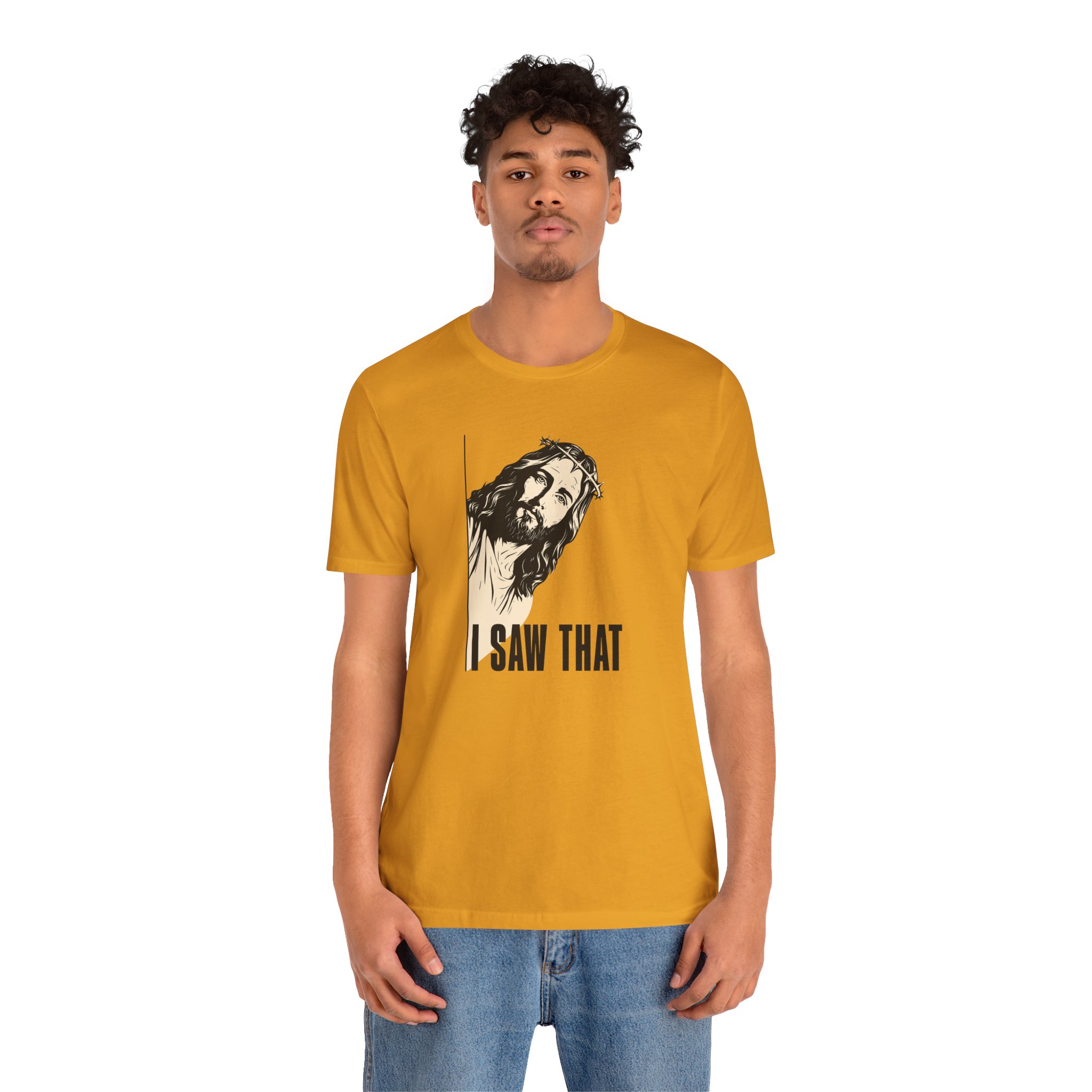 Jesus I Saw That T Shirt Funny Christian Humor Graphic Tee Religious Joke Shirt Faith Comedy Gift Funny Jesus Peeking Tee - Image 2