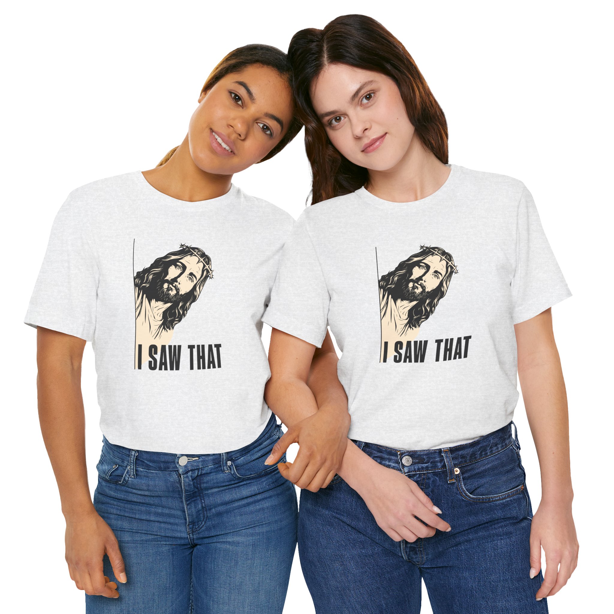 Jesus I Saw That T Shirt Funny Christian Humor Graphic Tee Religious Joke Shirt Faith Comedy Gift Funny Jesus Peeking Tee - Image 5
