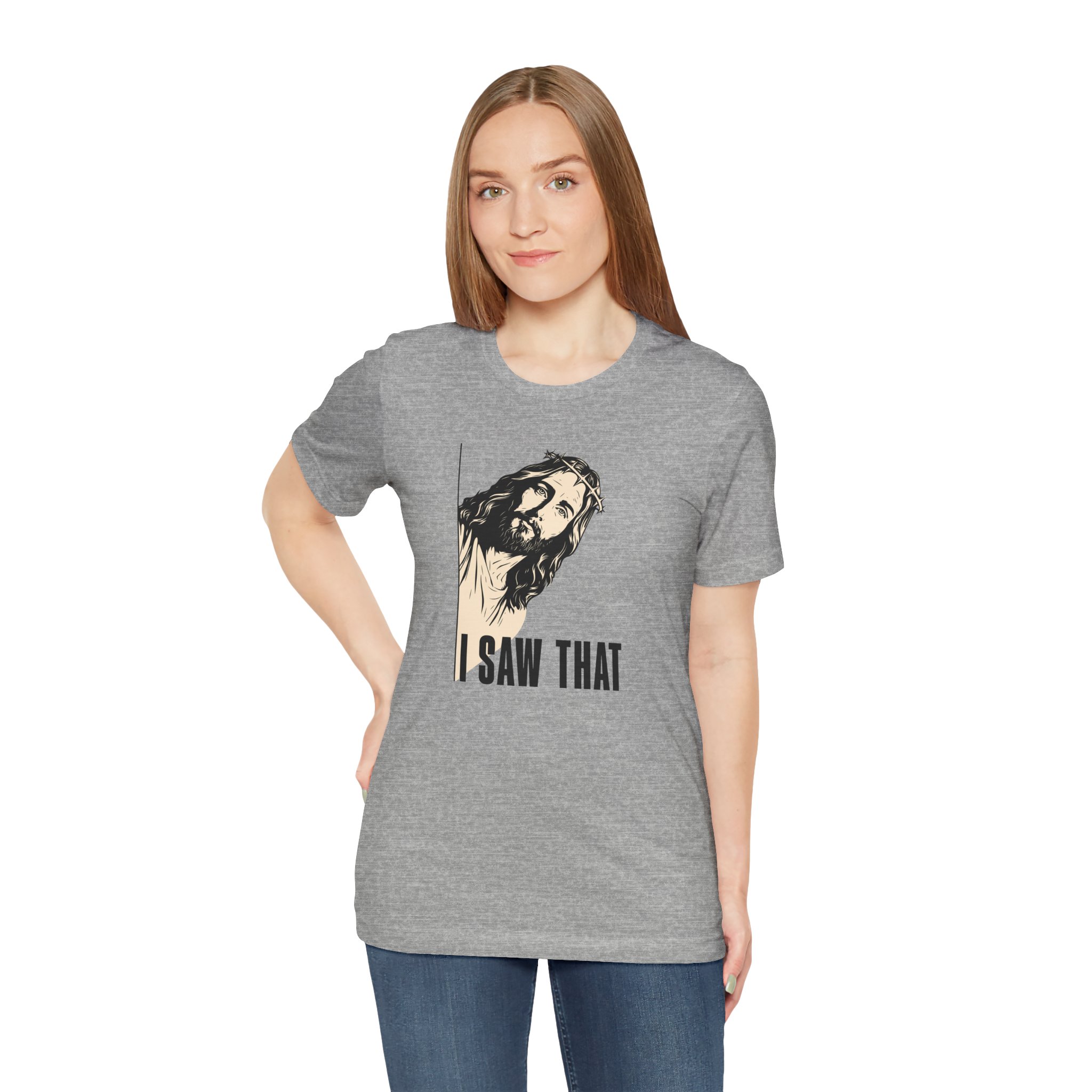 Jesus I Saw That T Shirt Funny Christian Humor Graphic Tee Religious Joke Shirt Faith Comedy Gift Funny Jesus Peeking Tee - Image 14