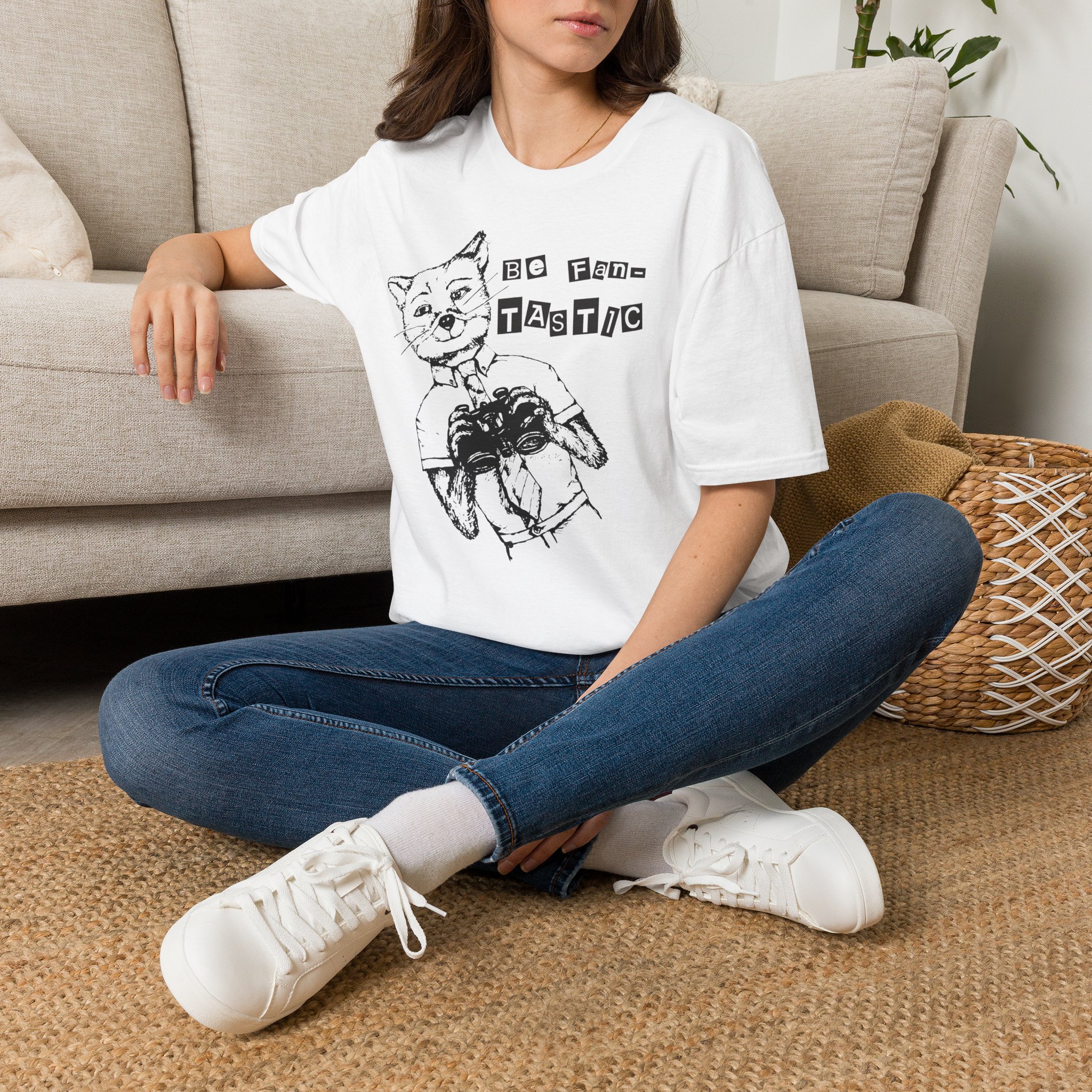 Be Fantastic Fox Drawing T Shirt Cute Animal Illustration Tee Fox Lover Gift Woodland Creature Shirt Graphic Fox Art Tee - Image 2