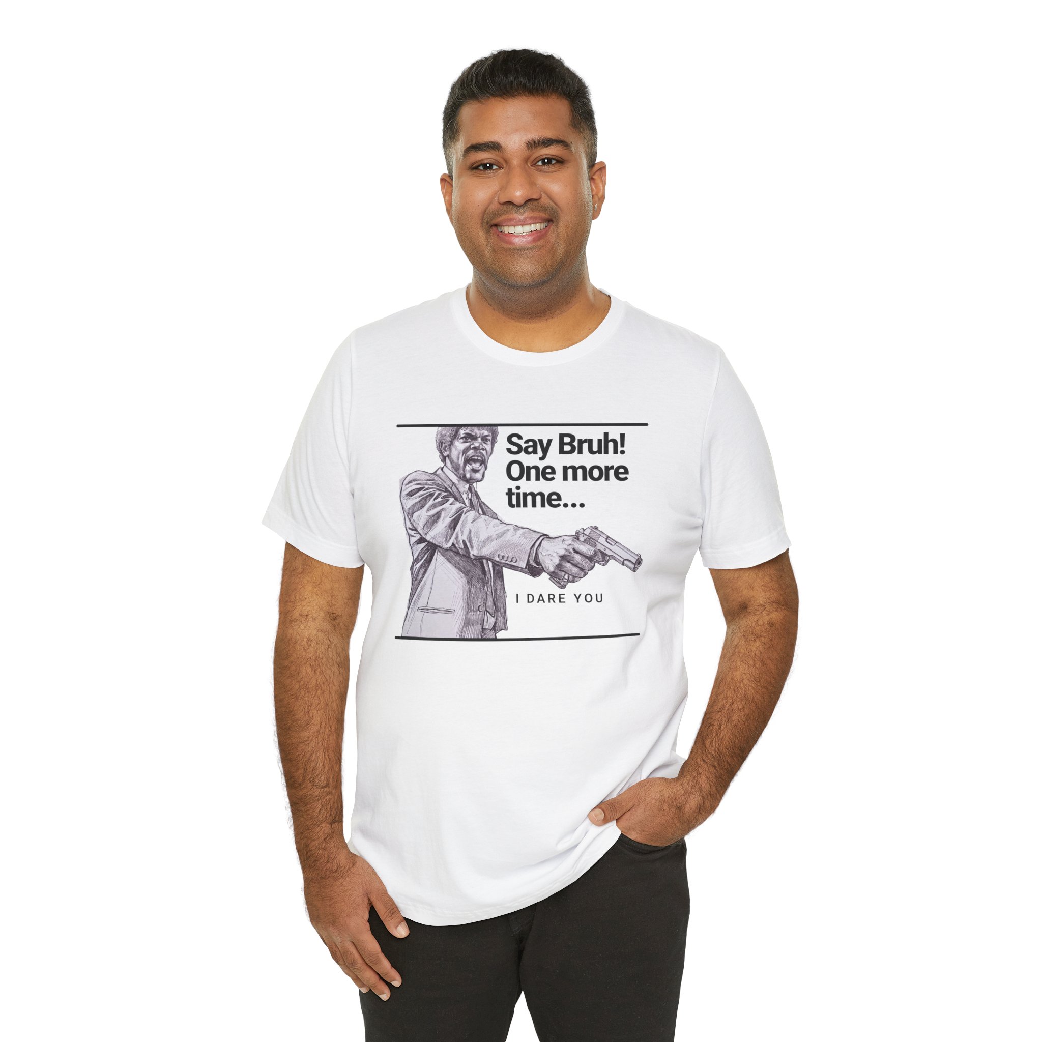 Say Bruh One More Time T Shirt Pulp Fiction Parody Graphic Tee Funny Movie Quote Shirt Cult Film Fan Gift Say What Again Humor Tee - Image 10