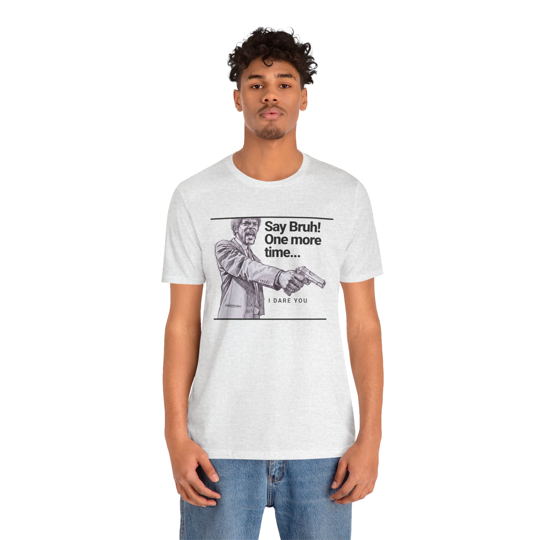 Say Bruh One More Time T Shirt Pulp Fiction Parody Graphic Tee Funny Movie Quote Shirt Cult Film Fan Gift Say What Again Humor Tee - Image 8