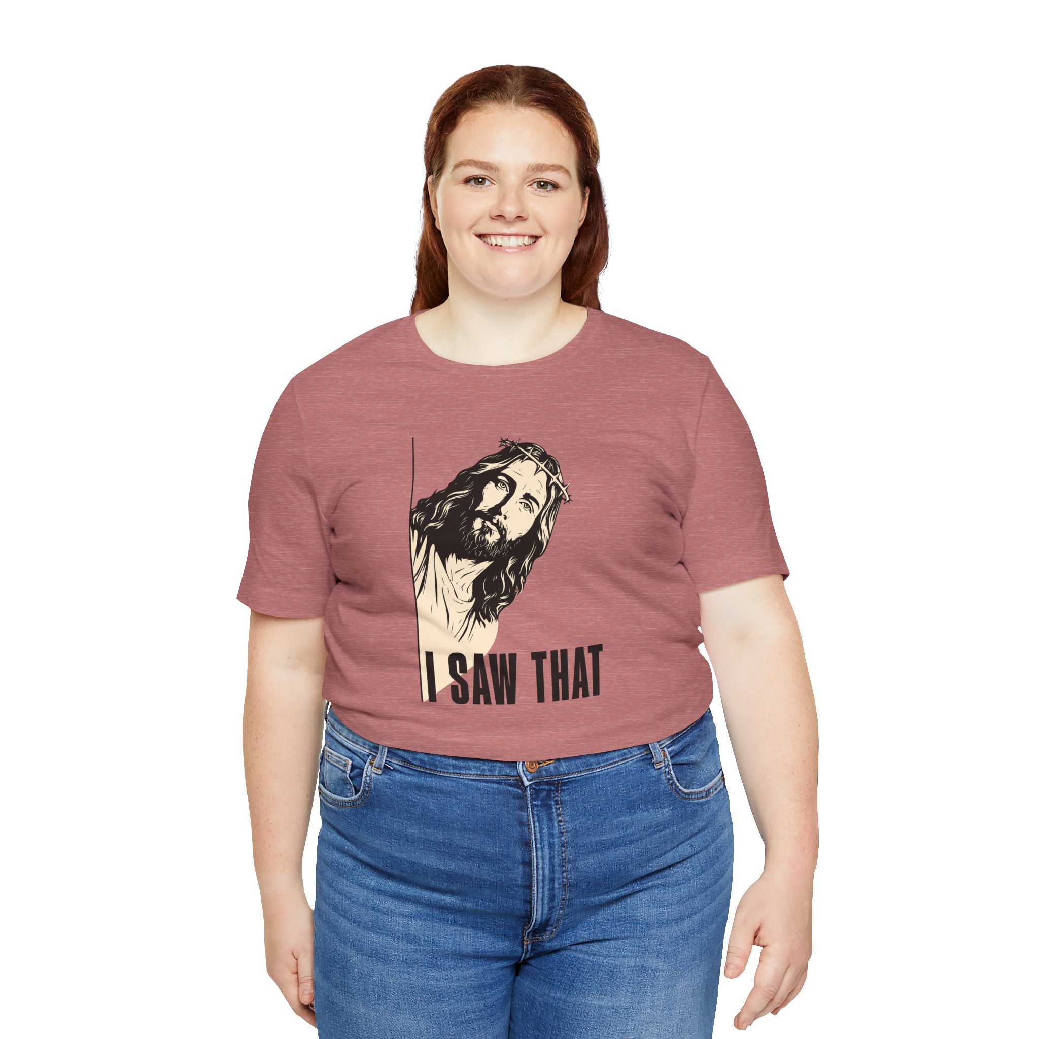 Jesus I Saw That T Shirt Funny Christian Humor Graphic Tee Religious Joke Shirt Faith Comedy Gift Funny Jesus Peeking Tee - Image 12