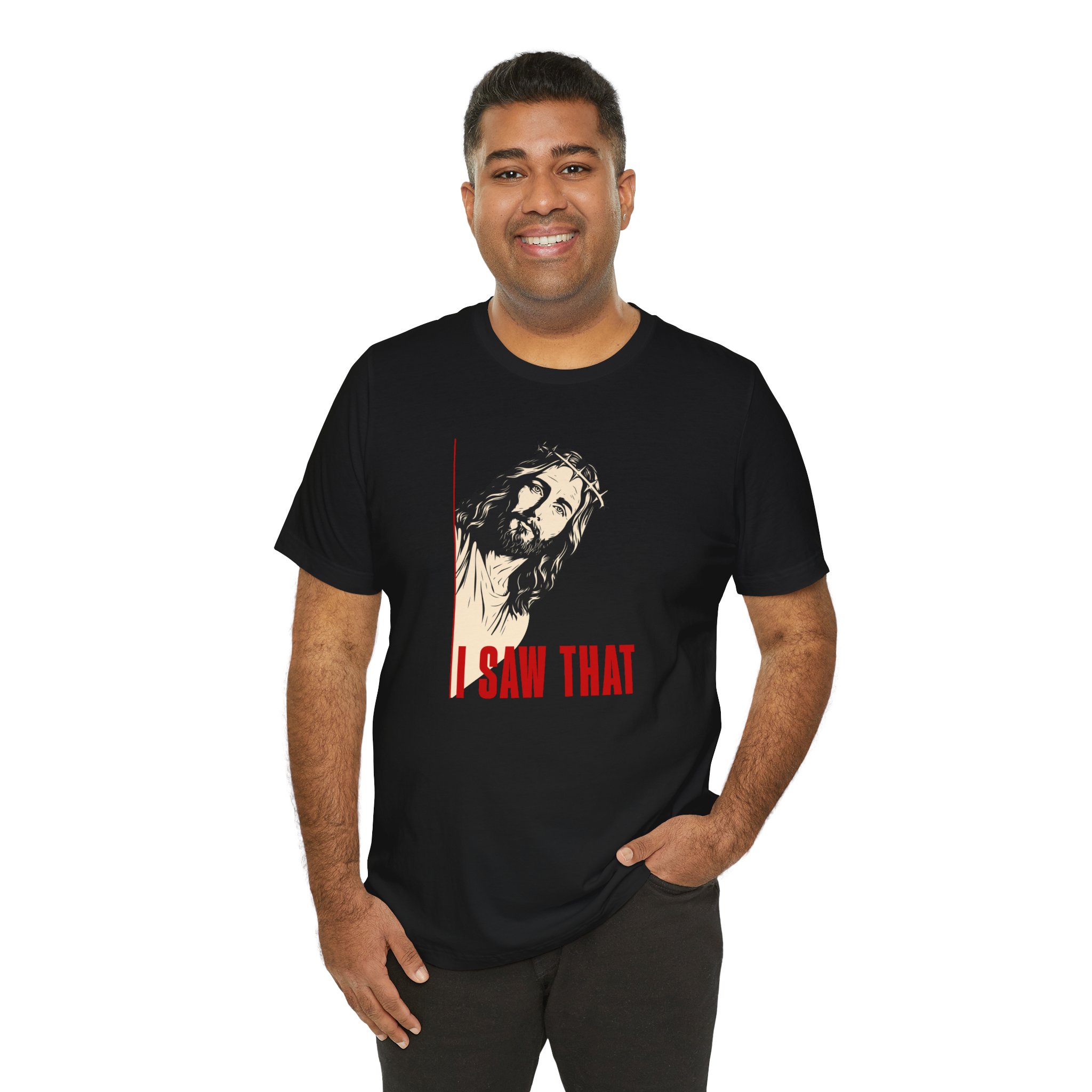 Jesus I Saw That T Shirt Funny Christian Humor Graphic Tee Religious Joke Shirt Faith Comedy Gift Funny Jesus Peeking Tee - Image 4