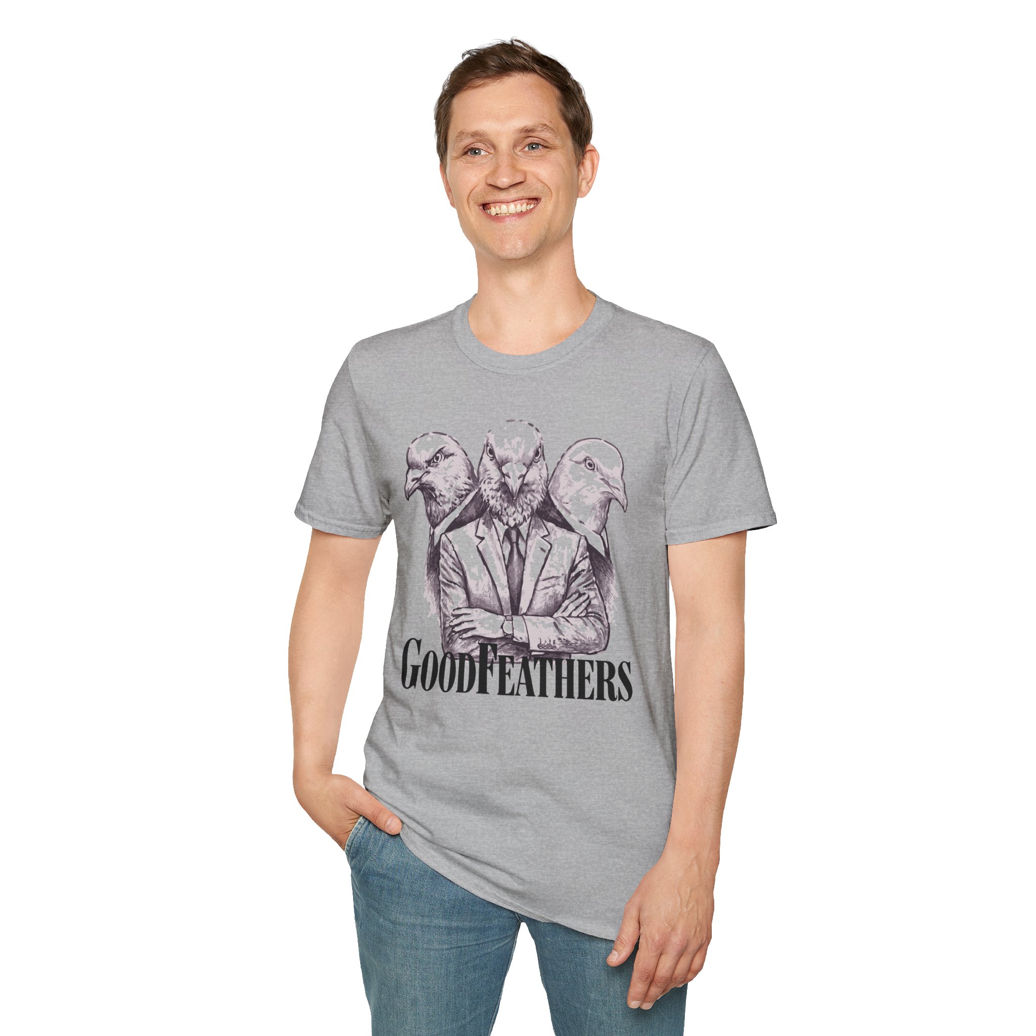 GoodFeathers T Shirt Funny Pigeon Gangster Parody Graphic Tee Pigeon In Suit Humor Shirt Cult Cinema Bird Parody Gift Mob Bird Tee - Image 8