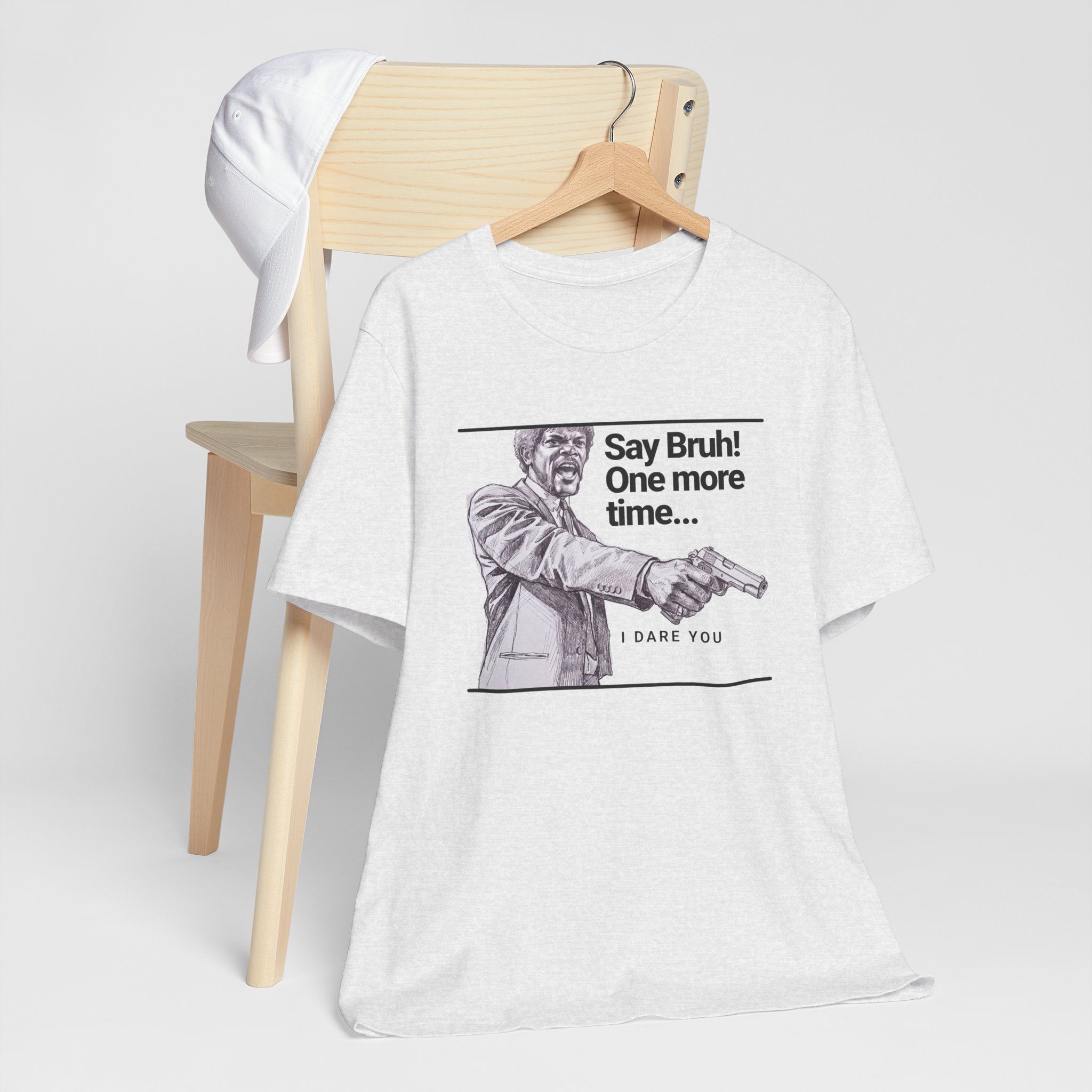 Say Bruh One More Time T Shirt Pulp Fiction Parody Graphic Tee Funny Movie Quote Shirt Cult Film Fan Gift Say What Again Humor Tee - Image 7