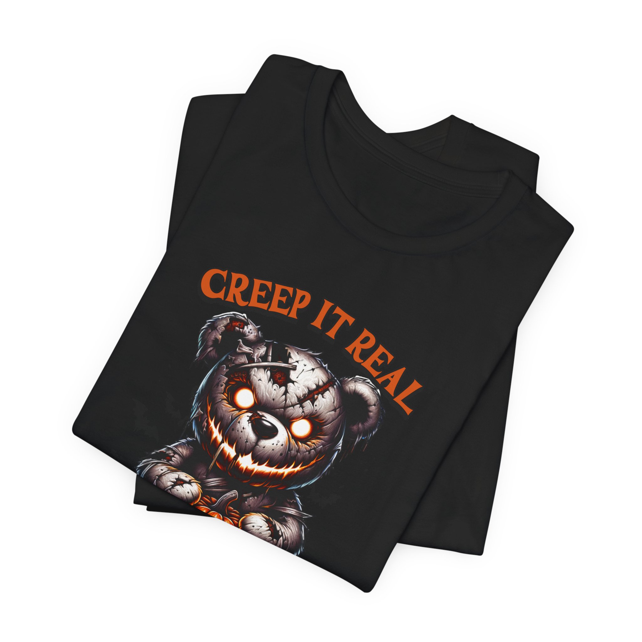 Creep It Real This Halloween T Shirt Spooky Teddy Bear Pumpkin Graphic Tee Creepy Bear Halloween Shirt Horror Humor Gift Spooky Season Tee - Image 4