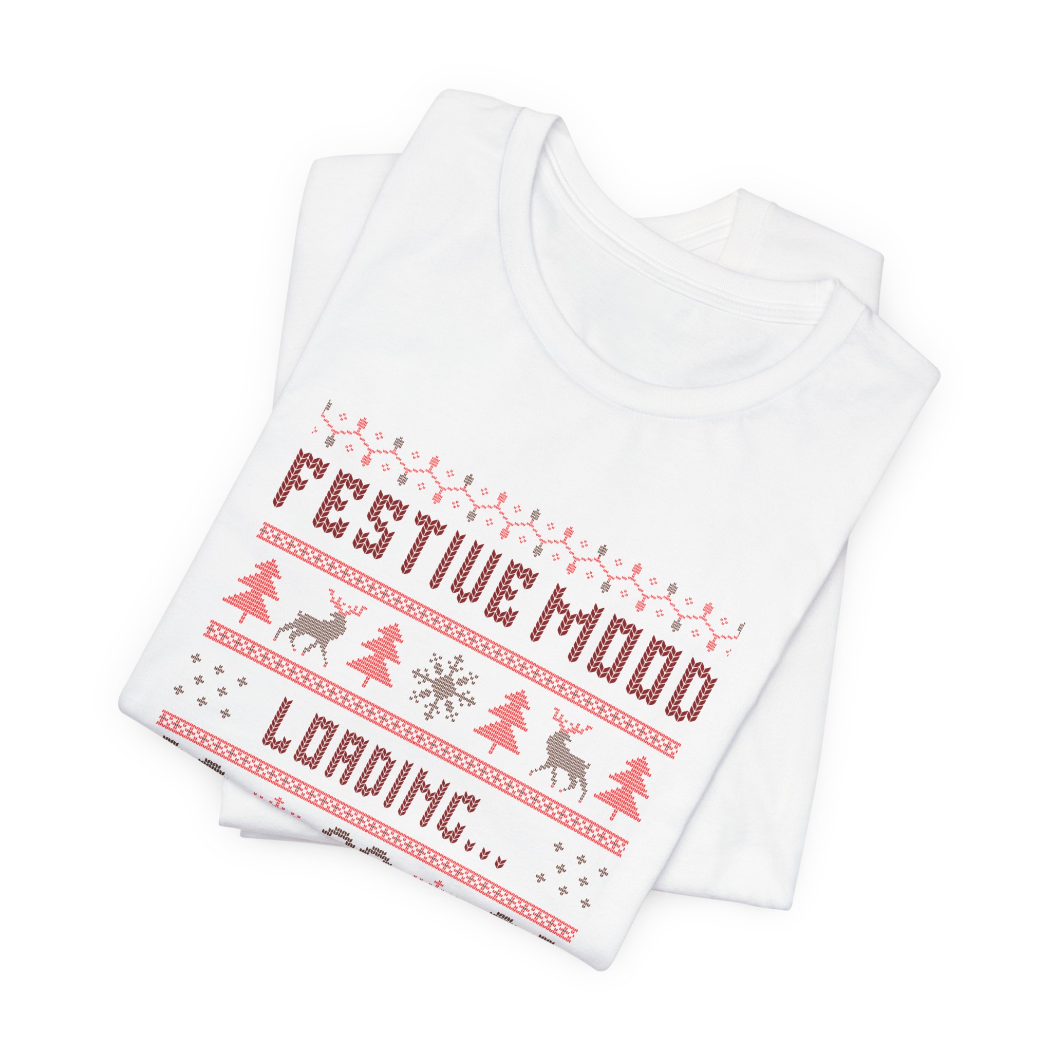 Festive Mood Loading Please Wait T Shirt Funny Christmas Ugly Sweater Style Tee Cross Stitch Christmas Shirt Holiday Humor Gift Xmas Tee - Image 9