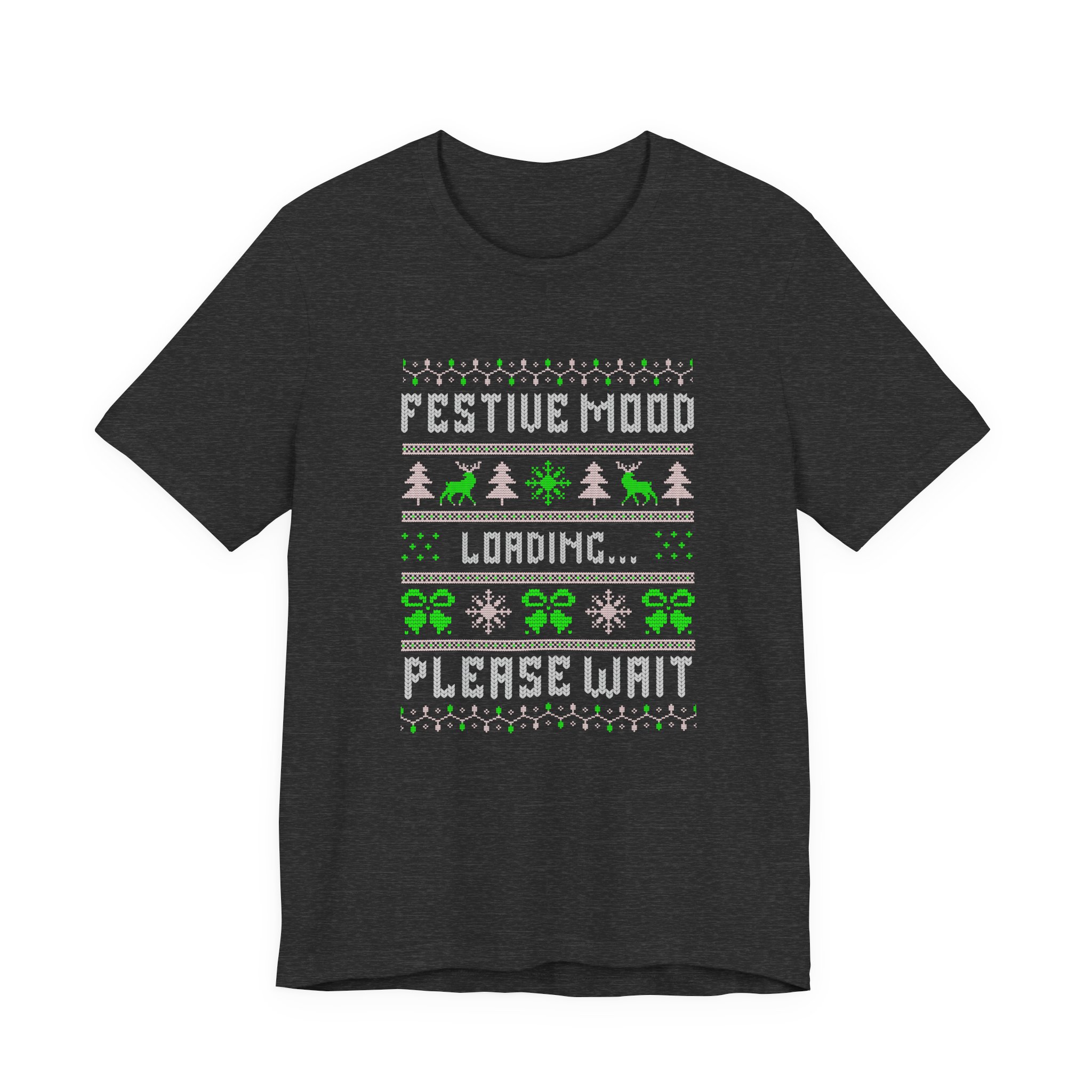 Festive Mood Loading Please Wait T Shirt Funny Christmas Ugly Sweater Style Tee Cross Stitch Christmas Shirt Holiday Humor Gift Xmas Tee - Image 7