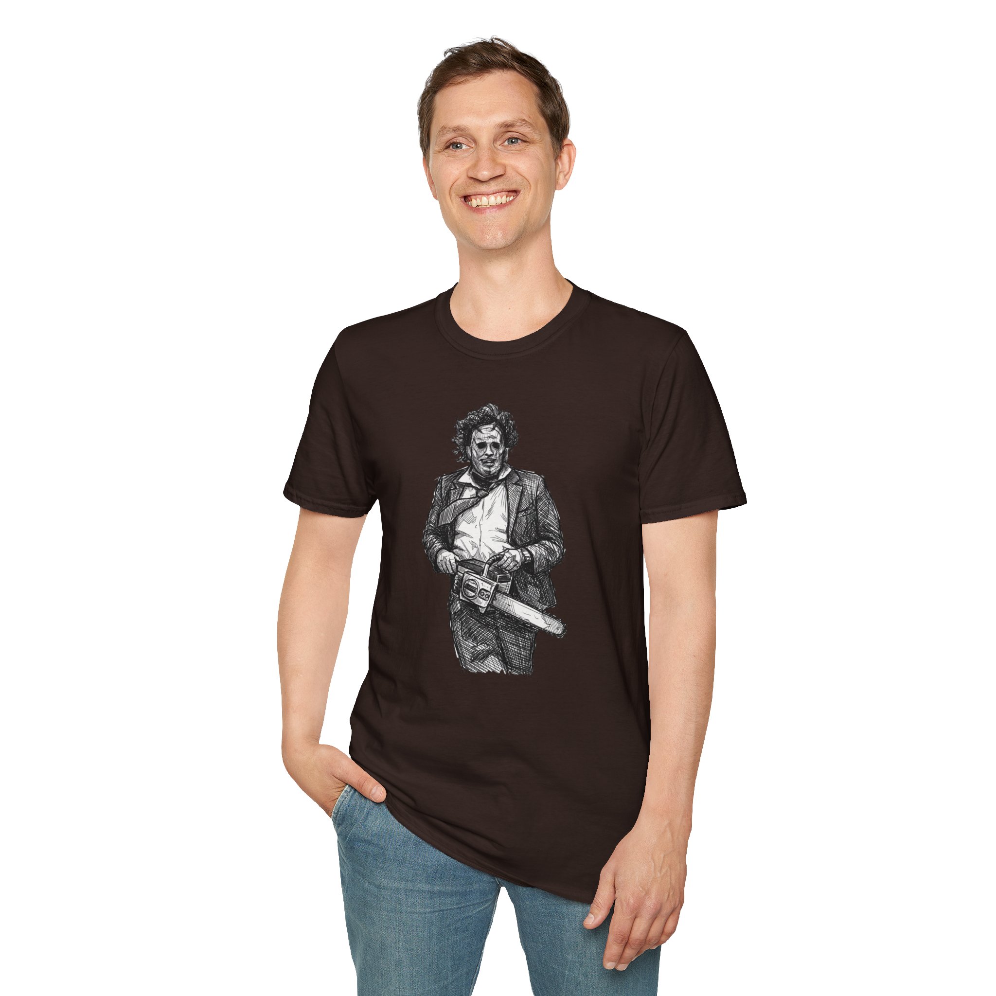 Leatherface Sketch T Shirt Texas Chain Saw Massacre Horror Art Tee Slasher Film Gift Ink Drawing Horror Graphic Tee Classic Horror Movie Fan Shirt - Image 11
