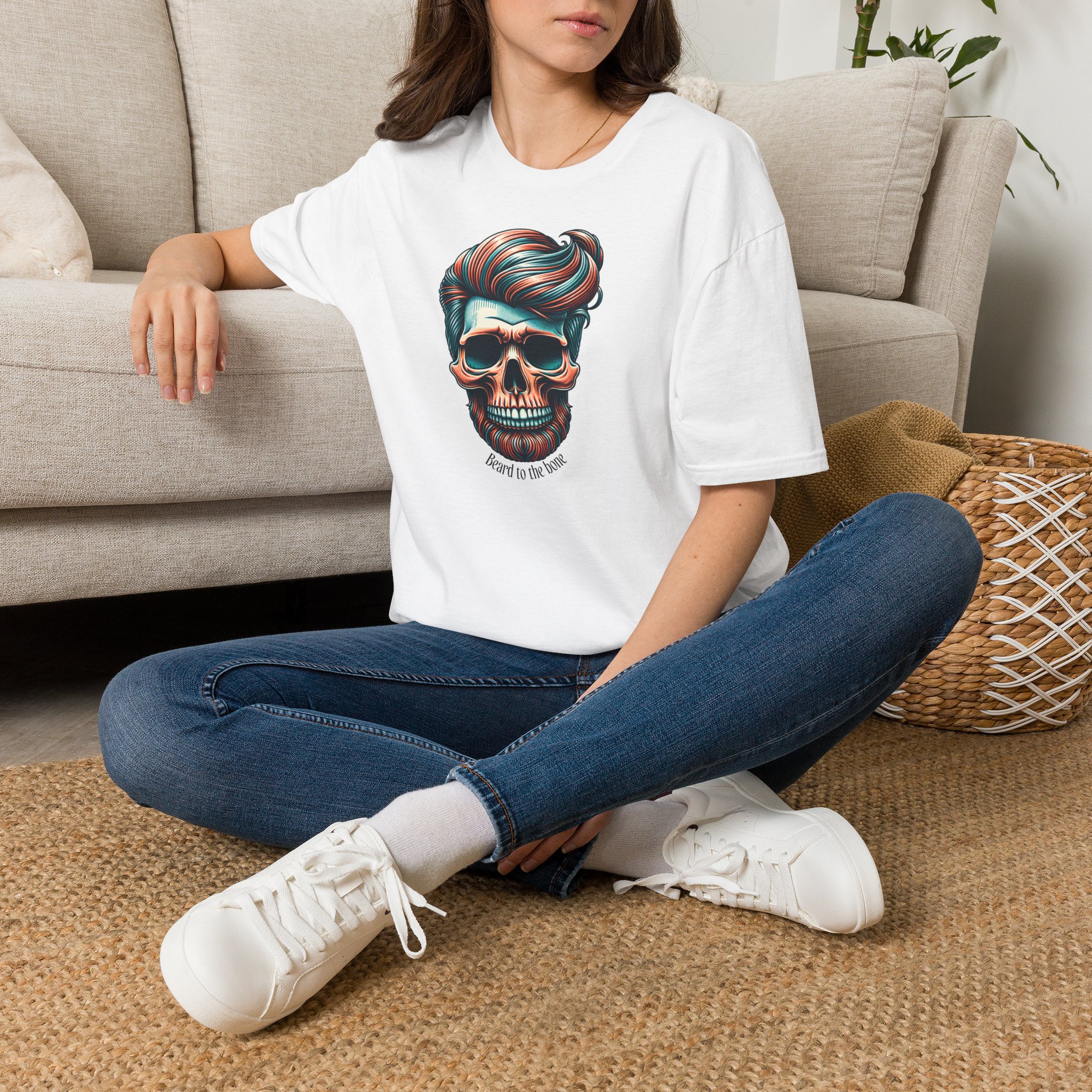 Beard To The Bone T Shirt Hipster Skull Man Bun Graphic Tee Funny Beard Lover Shirt Skull Beard Gift Bearded Man Humor Tee - Image 2