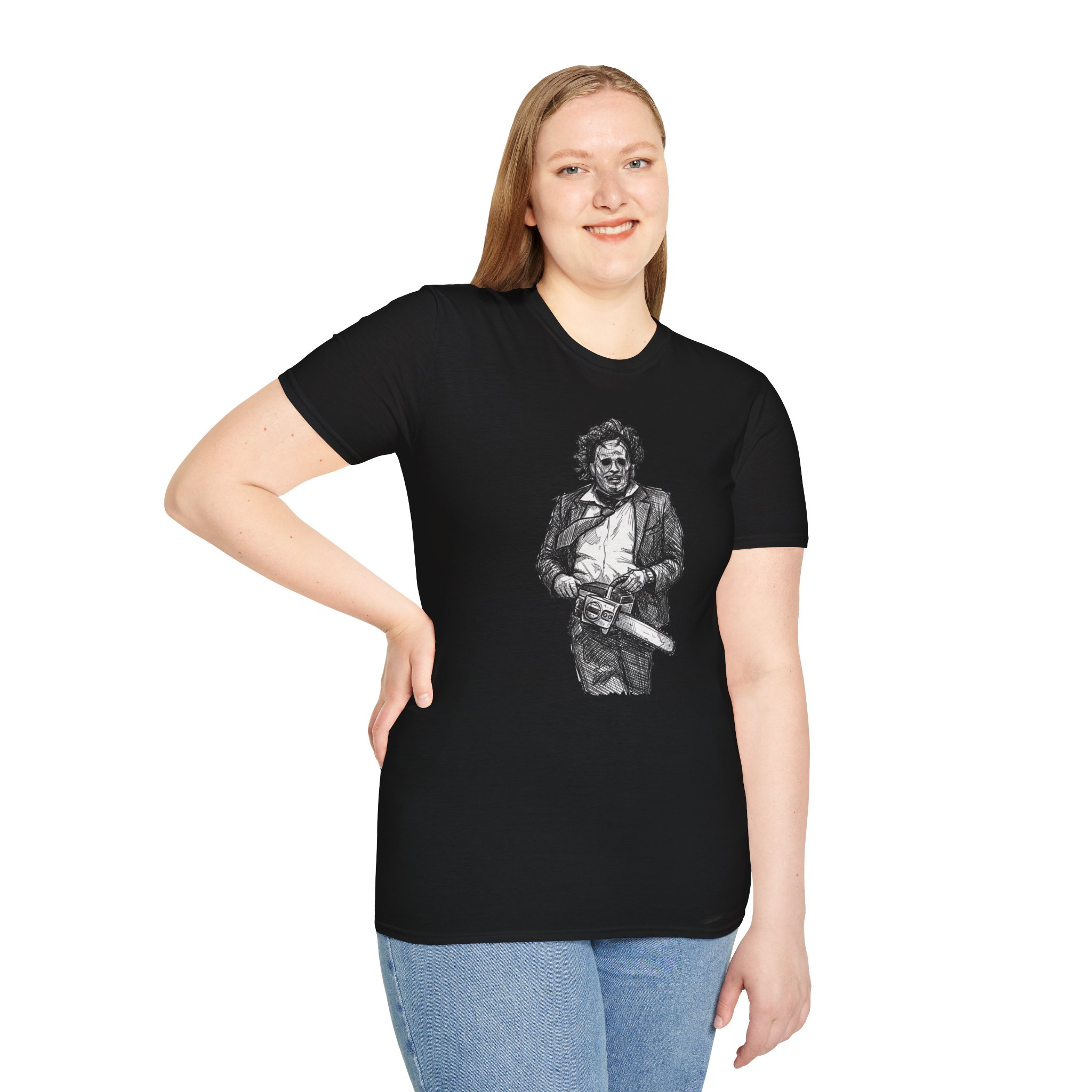 Leatherface Sketch T Shirt Texas Chain Saw Massacre Horror Art Tee Slasher Film Gift Ink Drawing Horror Graphic Tee Classic Horror Movie Fan Shirt - Image 9
