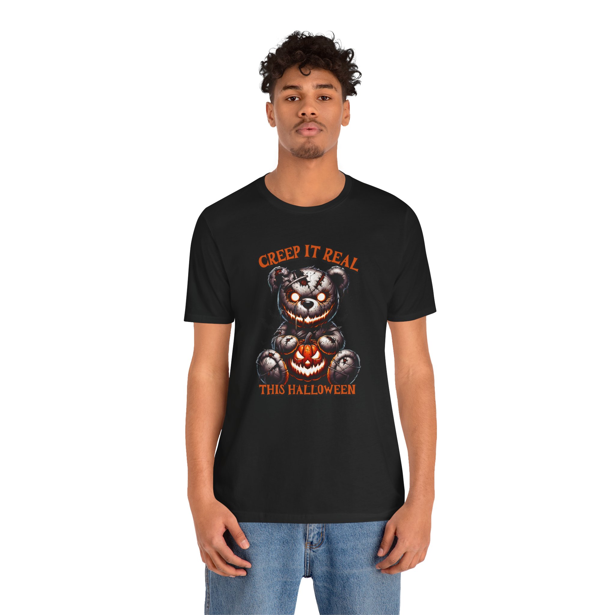 Creep It Real This Halloween T Shirt Spooky Teddy Bear Pumpkin Graphic Tee Creepy Bear Halloween Shirt Horror Humor Gift Spooky Season Tee - Image 3