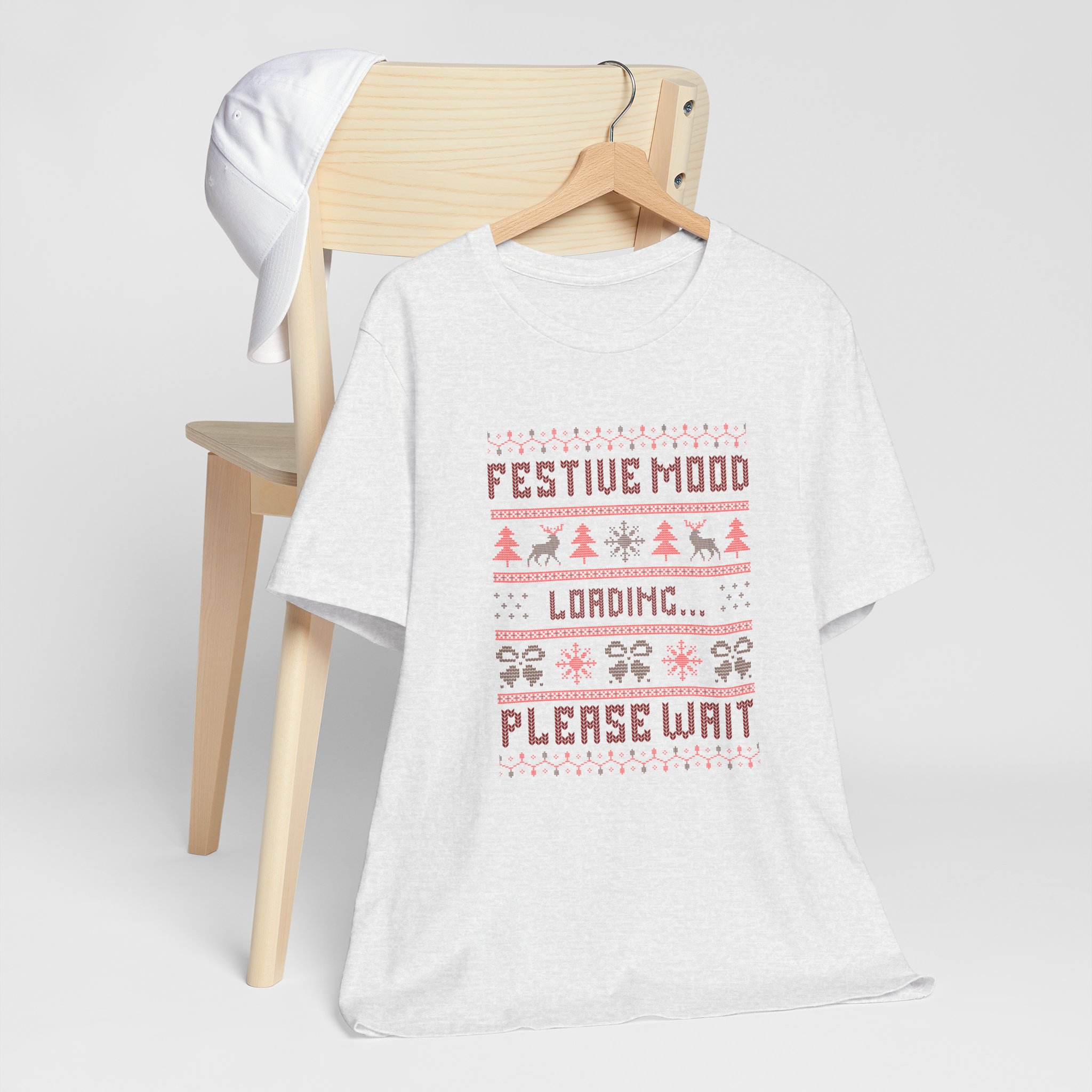 Festive Mood Loading Please Wait T Shirt Funny Christmas Ugly Sweater Style Tee Cross Stitch Christmas Shirt Holiday Humor Gift Xmas Tee - Image 6