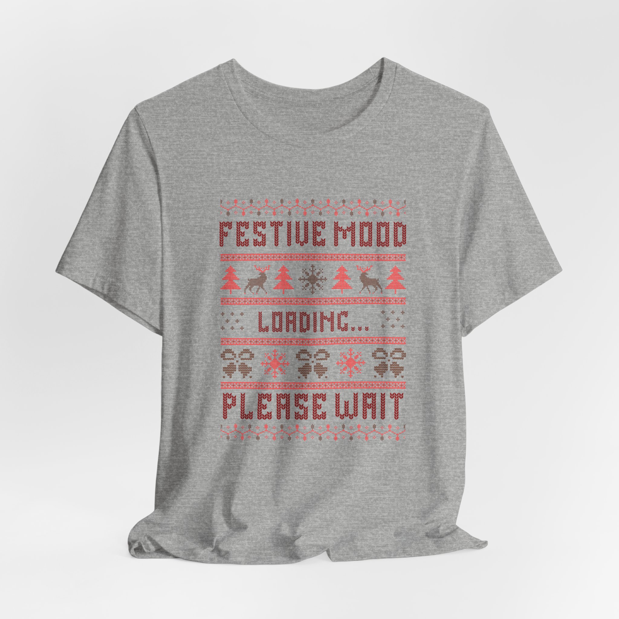Festive Mood Loading Please Wait T Shirt Funny Christmas Ugly Sweater Style Tee Cross Stitch Christmas Shirt Holiday Humor Gift Xmas Tee - Image 11