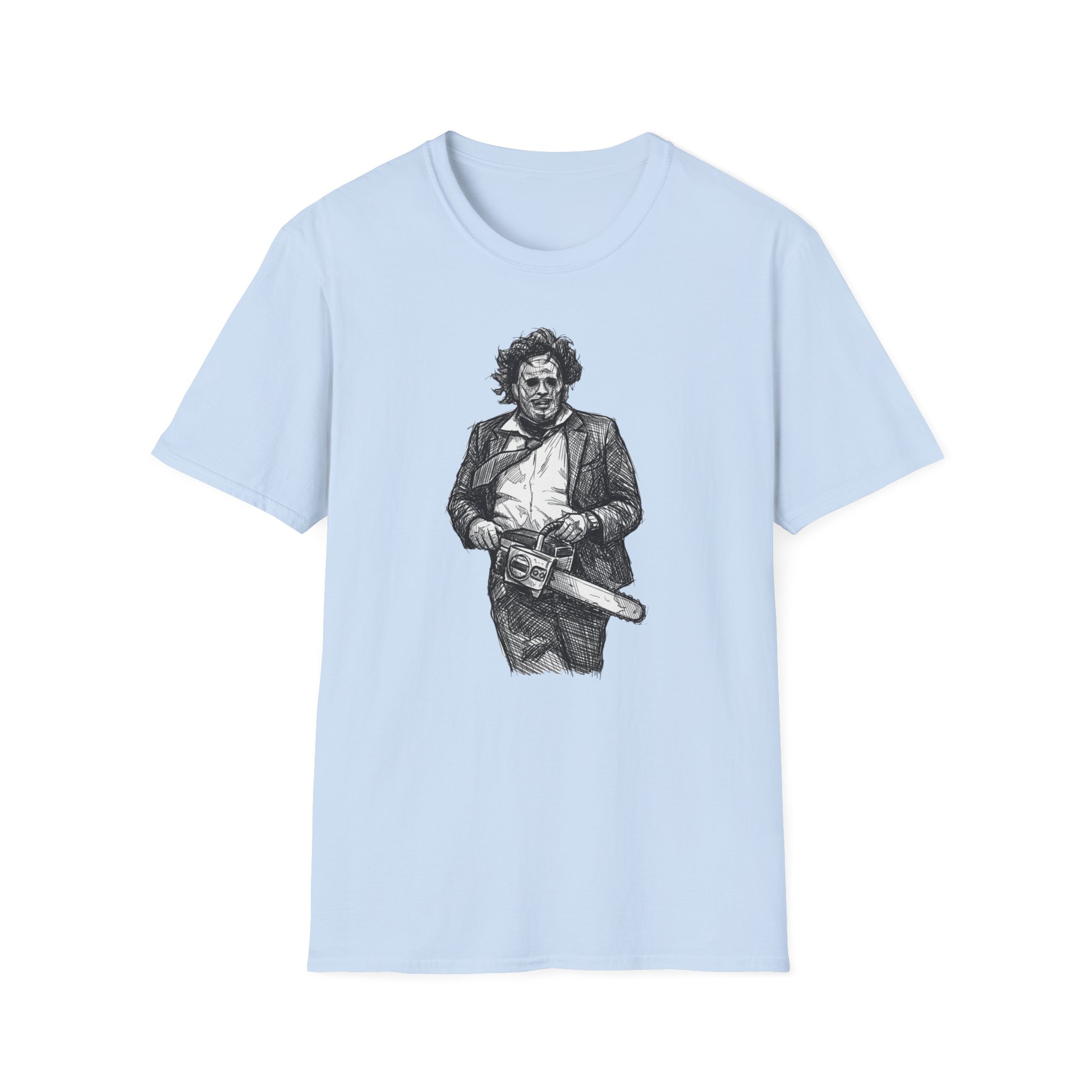 Leatherface Sketch T Shirt Texas Chain Saw Massacre Horror Art Tee Slasher Film Gift Ink Drawing Horror Graphic Tee Classic Horror Movie Fan Shirt - Image 6