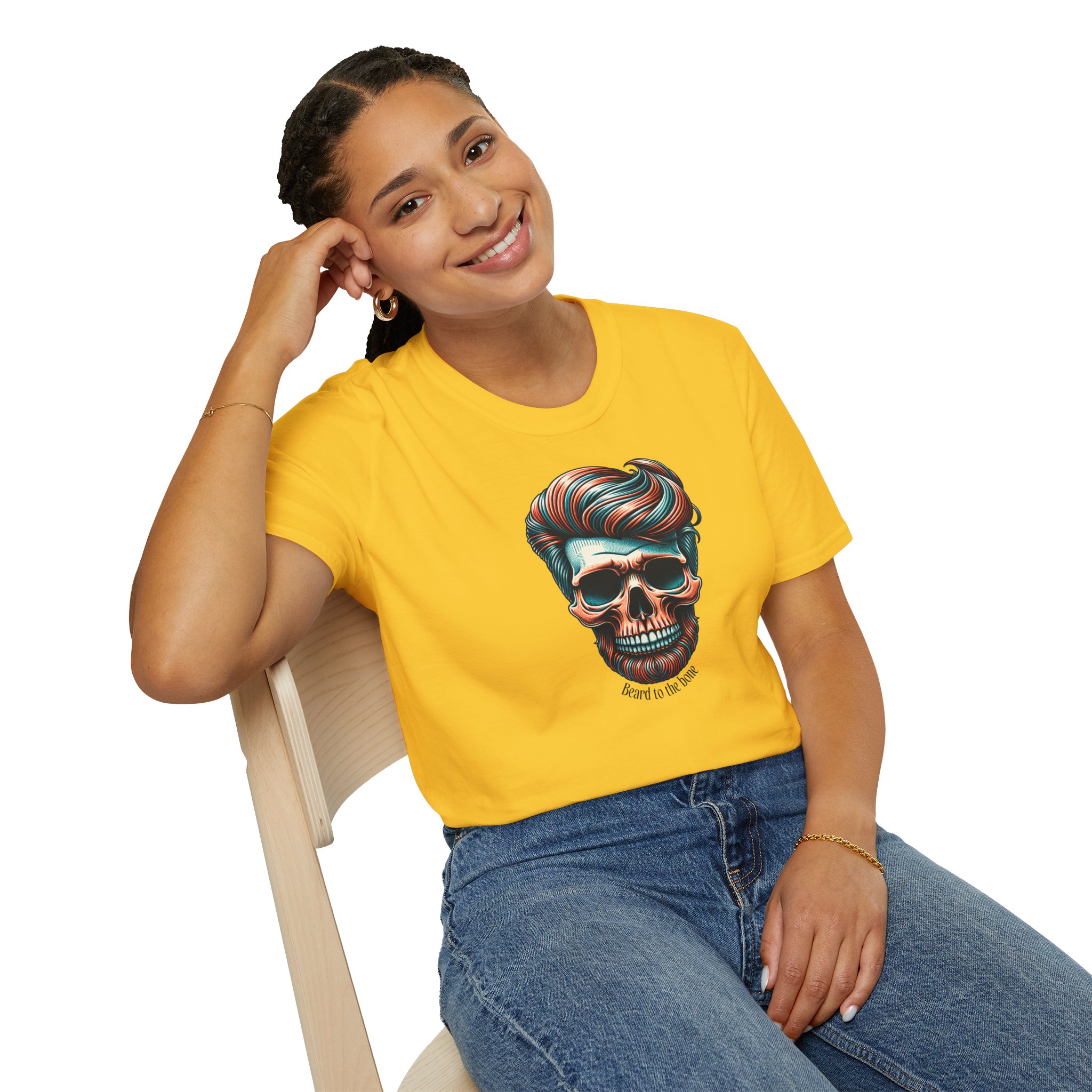 Beard To The Bone T Shirt Hipster Skull Man Bun Graphic Tee Funny Beard Lover Shirt Skull Beard Gift Bearded Man Humor Tee - Image 4