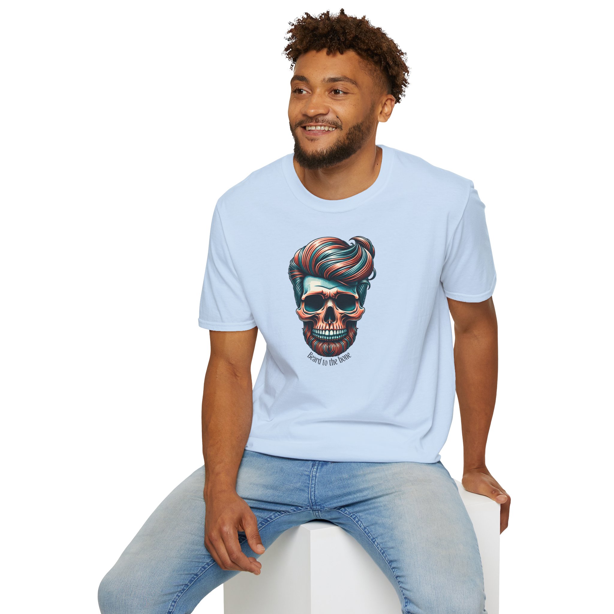Beard To The Bone T Shirt Hipster Skull Man Bun Graphic Tee Funny Beard Lover Shirt Skull Beard Gift Bearded Man Humor Tee - Image 5