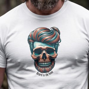 Beard To The Bone T Shirt Hipster Skull Man Bun Graphic Tee Funny Beard Lover Shirt Skull Beard Gift Bearded Man Humor Tee