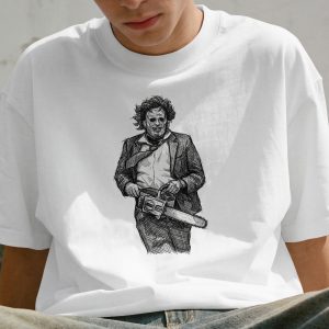 Leatherface Sketch T Shirt Texas Chain Saw Massacre Horror Art Tee Slasher Film Gift Ink Drawing Horror Graphic Tee Classic Horror Movie Fan Shirt