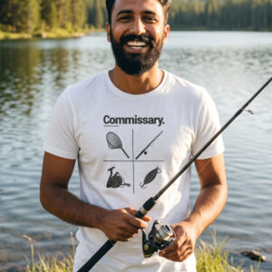 Commissary Fishing T Shirt Fishing Equipment Graphic Tee Rod Reel Net Lure Angler Gift Fishing Lover Shirt Fisherman Tee