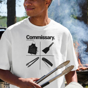 Commissary BBQ T Shirt Barbecue Equipment Graphic Tee Apron Spatula Tongs Knife Grill Master Gift BBQ Lover Shirt Grilling Tee