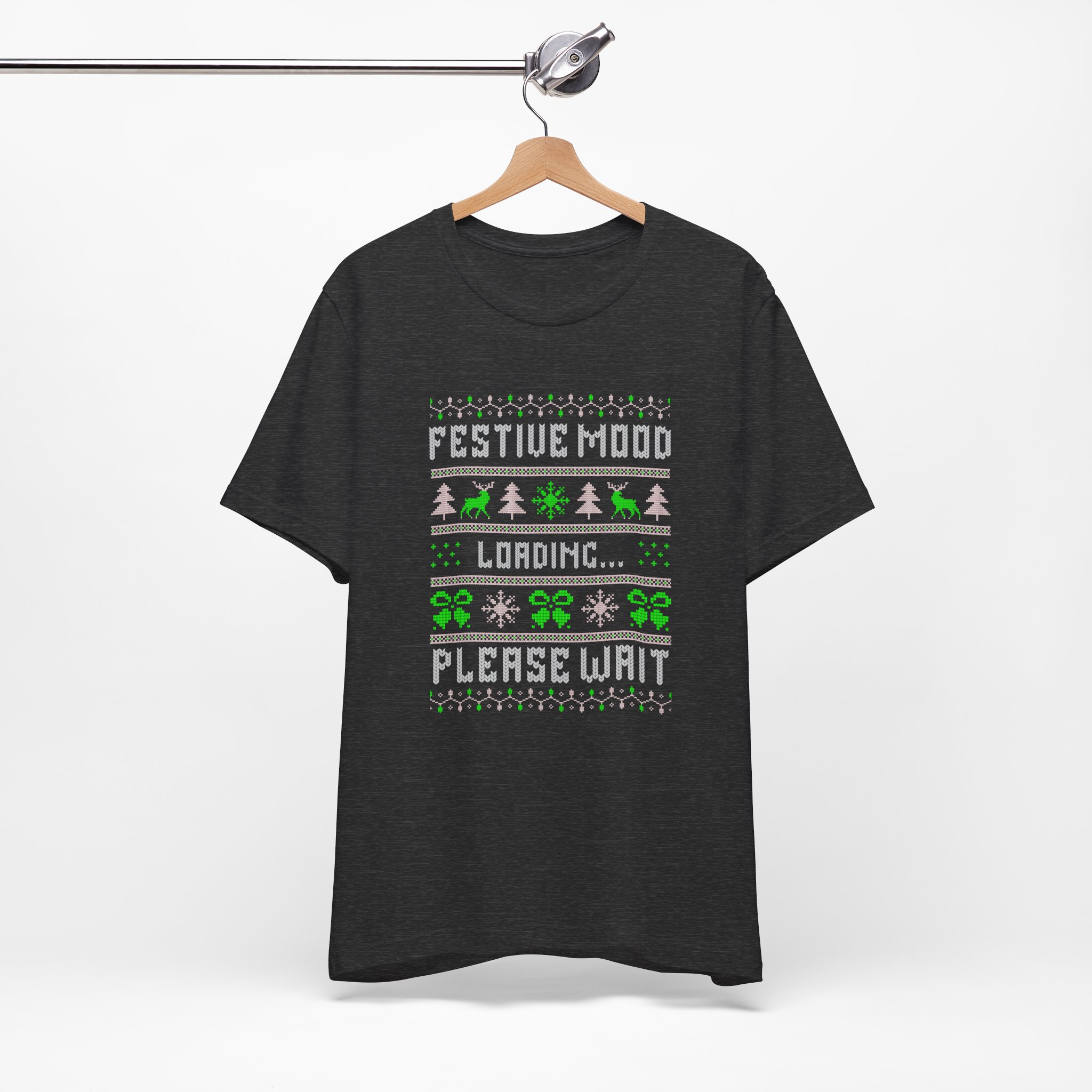 Festive Mood Loading Please Wait T Shirt Funny Christmas Ugly Sweater Style Tee Cross Stitch Christmas Shirt Holiday Humor Gift Xmas Tee - Image 8