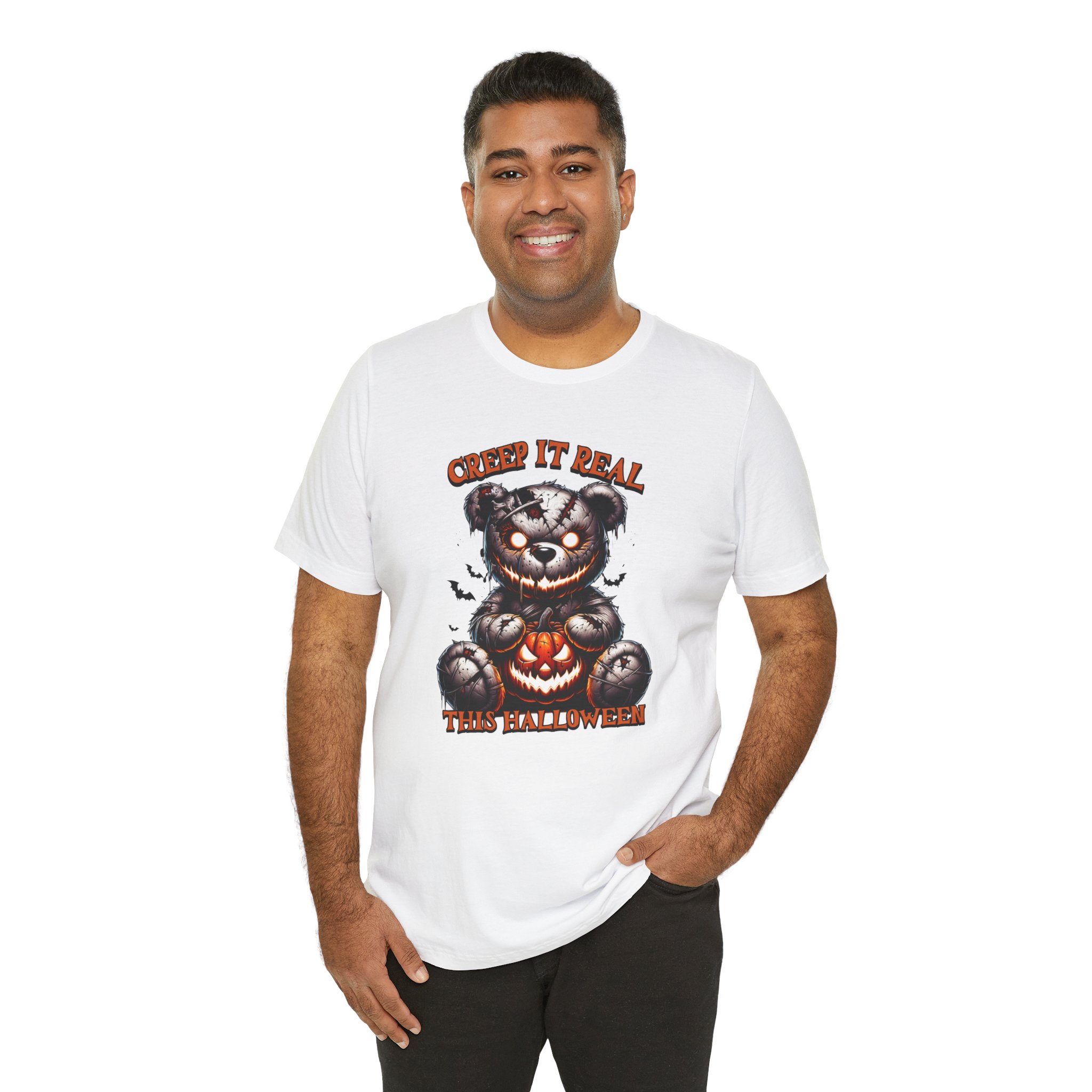Creep It Real This Halloween T Shirt Spooky Teddy Bear Pumpkin Graphic Tee Creepy Bear Halloween Shirt Horror Humor Gift Spooky Season Tee - Image 2