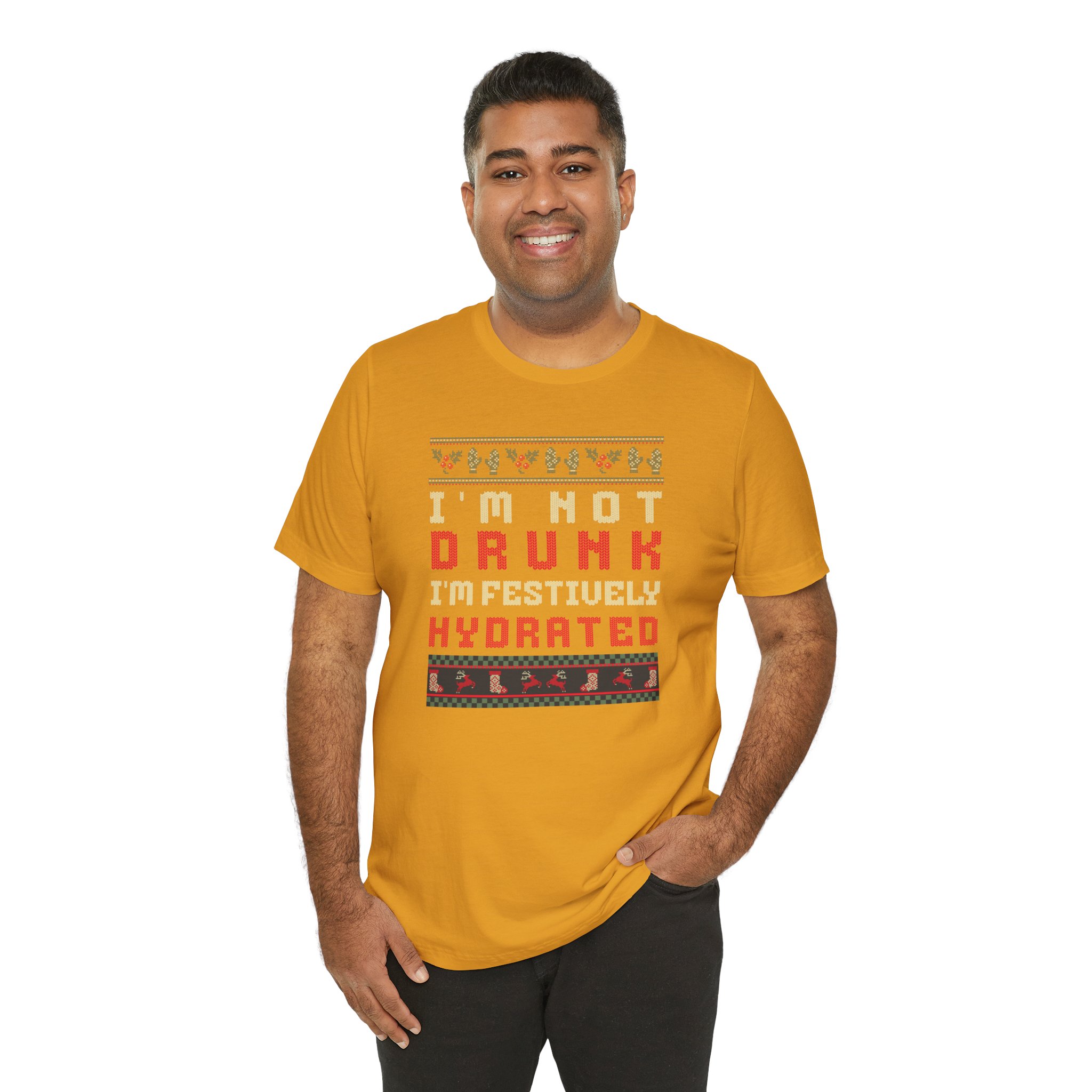 Im Not Drunk Im Festively Hydrated T Shirt Funny Christmas Drinking Humor Tee Ugly Sweater Style Christmas Party Shirt Holiday Humor Gift Xmas Tee - Image 4