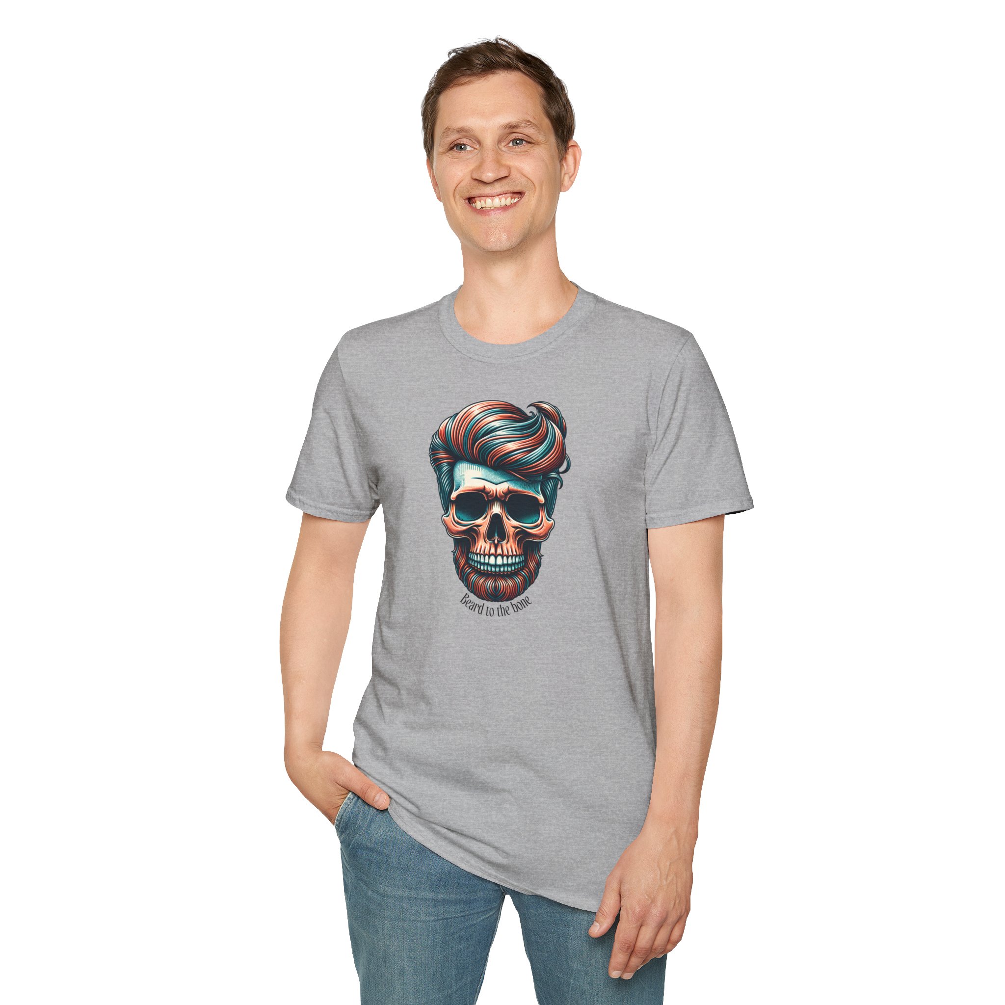 Beard To The Bone T Shirt Hipster Skull Man Bun Graphic Tee Funny Beard Lover Shirt Skull Beard Gift Bearded Man Humor Tee - Image 8