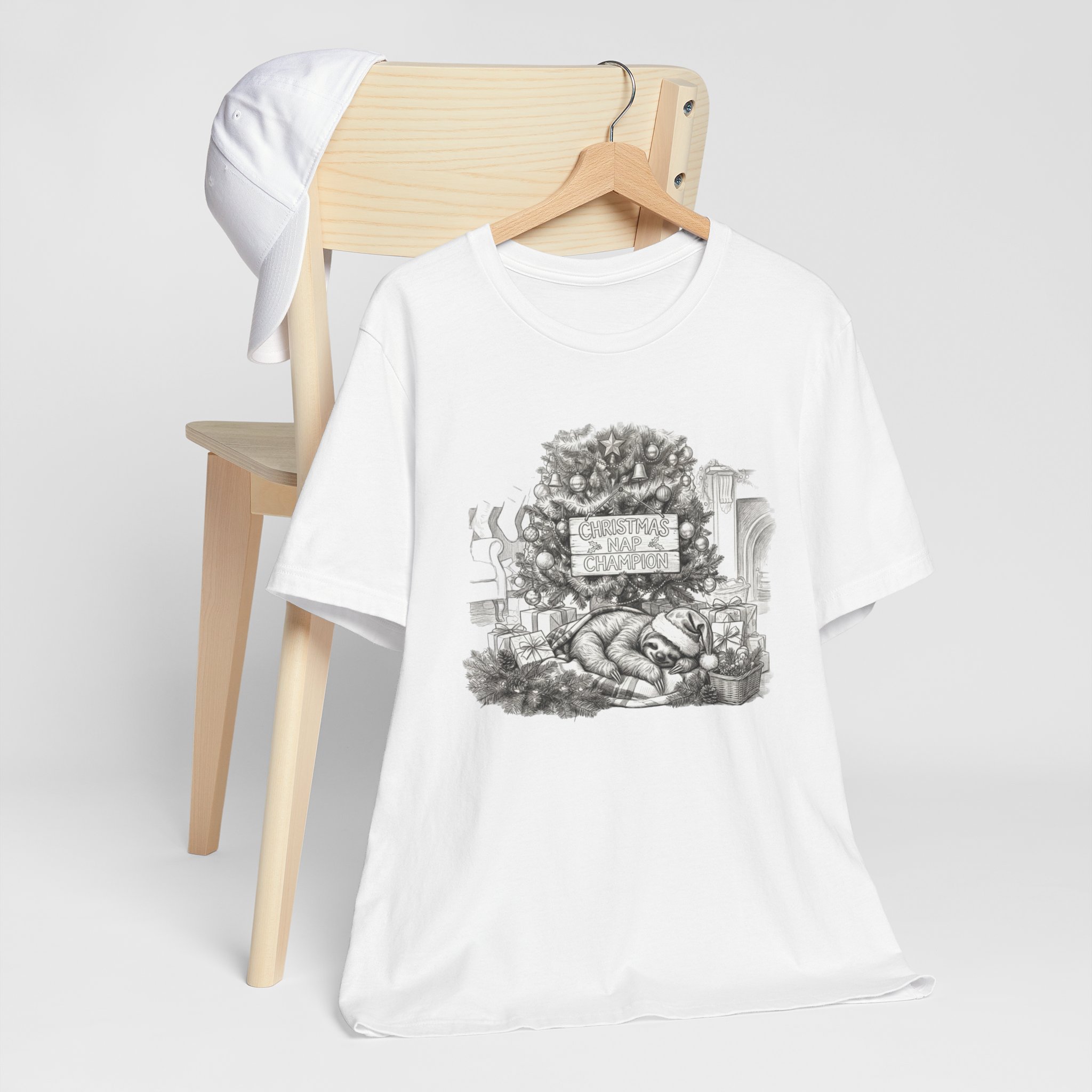 Christmas Nap Champion T Shirt Funny Christmas Sloth Tee Sleeping Under Tree Festive Humour Shirt Christmas Gift For Nap Lovers Sloth Christmas Tee - Image 2