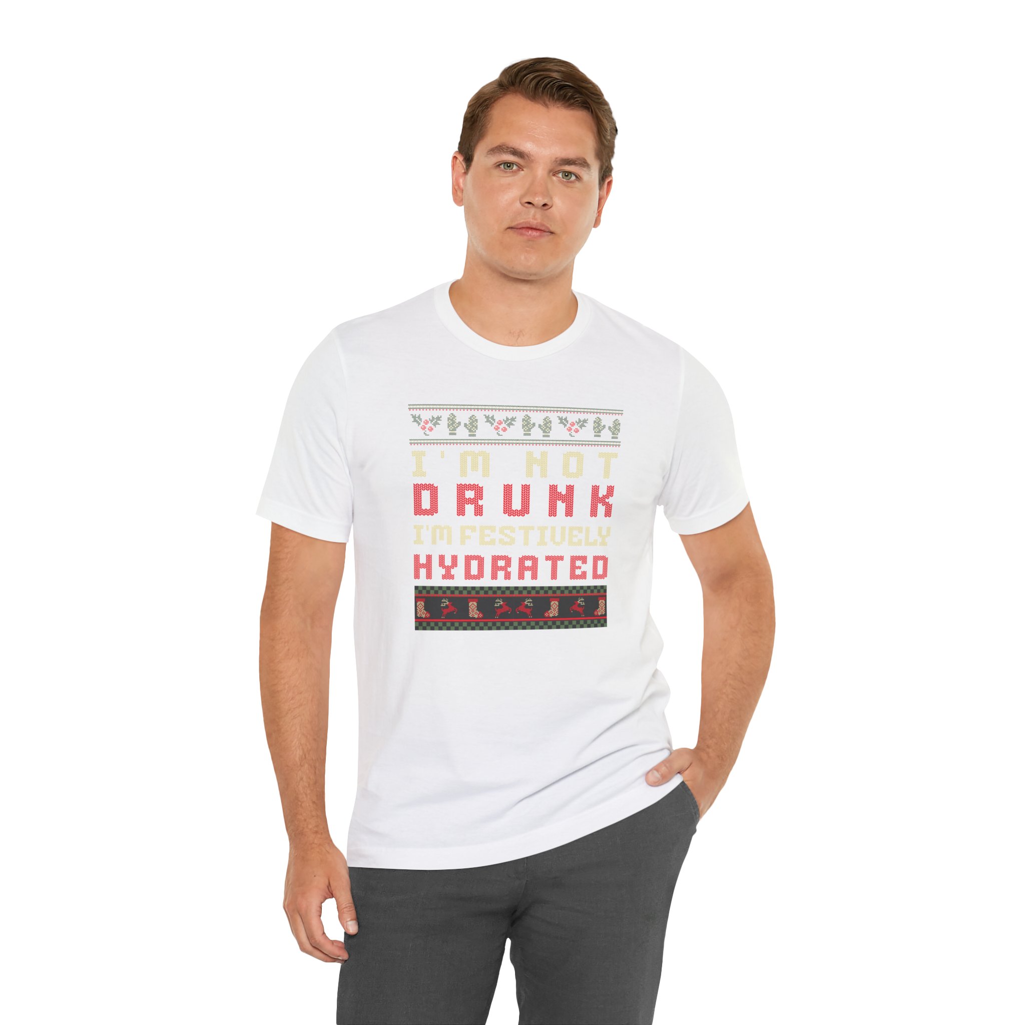 Im Not Drunk Im Festively Hydrated T Shirt Funny Christmas Drinking Humor Tee Ugly Sweater Style Christmas Party Shirt Holiday Humor Gift Xmas Tee - Image 8
