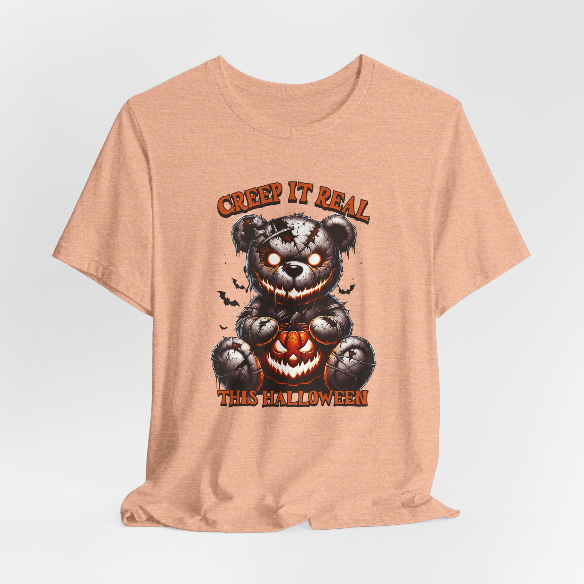 Creep It Real This Halloween T Shirt Spooky Teddy Bear Pumpkin Graphic Tee Creepy Bear Halloween Shirt Horror Humor Gift Spooky Season Tee - Image 6