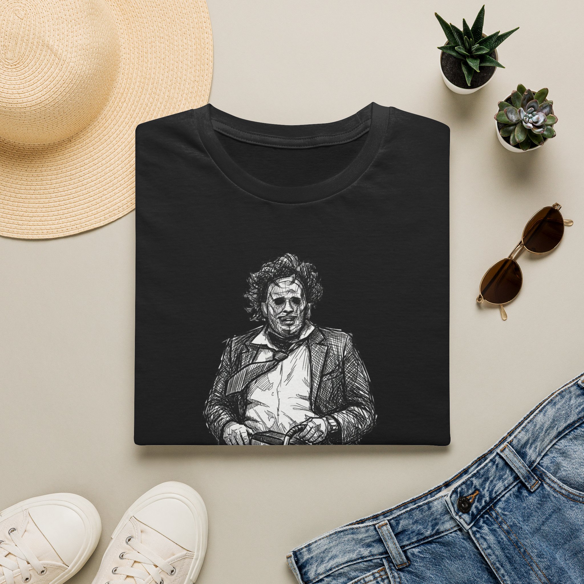 Leatherface Sketch T Shirt Texas Chain Saw Massacre Horror Art Tee Slasher Film Gift Ink Drawing Horror Graphic Tee Classic Horror Movie Fan Shirt - Image 10