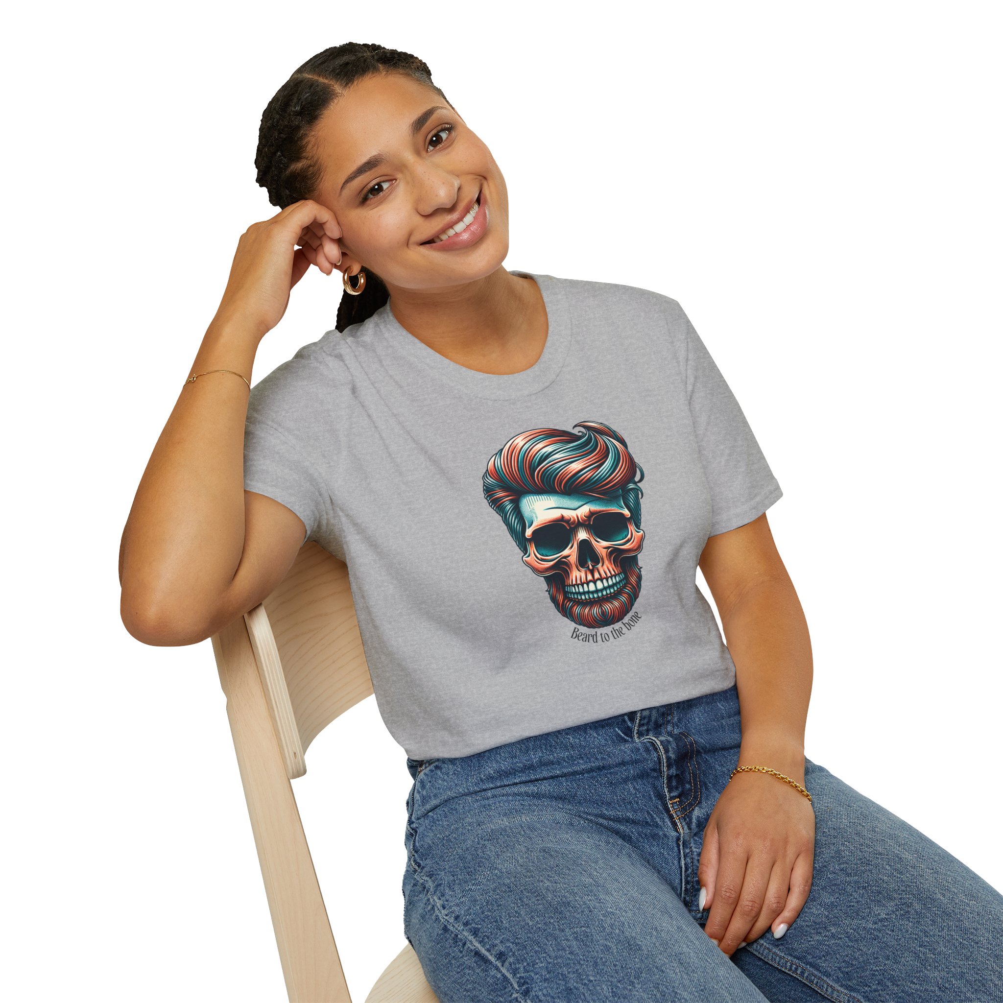 Beard To The Bone T Shirt Hipster Skull Man Bun Graphic Tee Funny Beard Lover Shirt Skull Beard Gift Bearded Man Humor Tee - Image 7