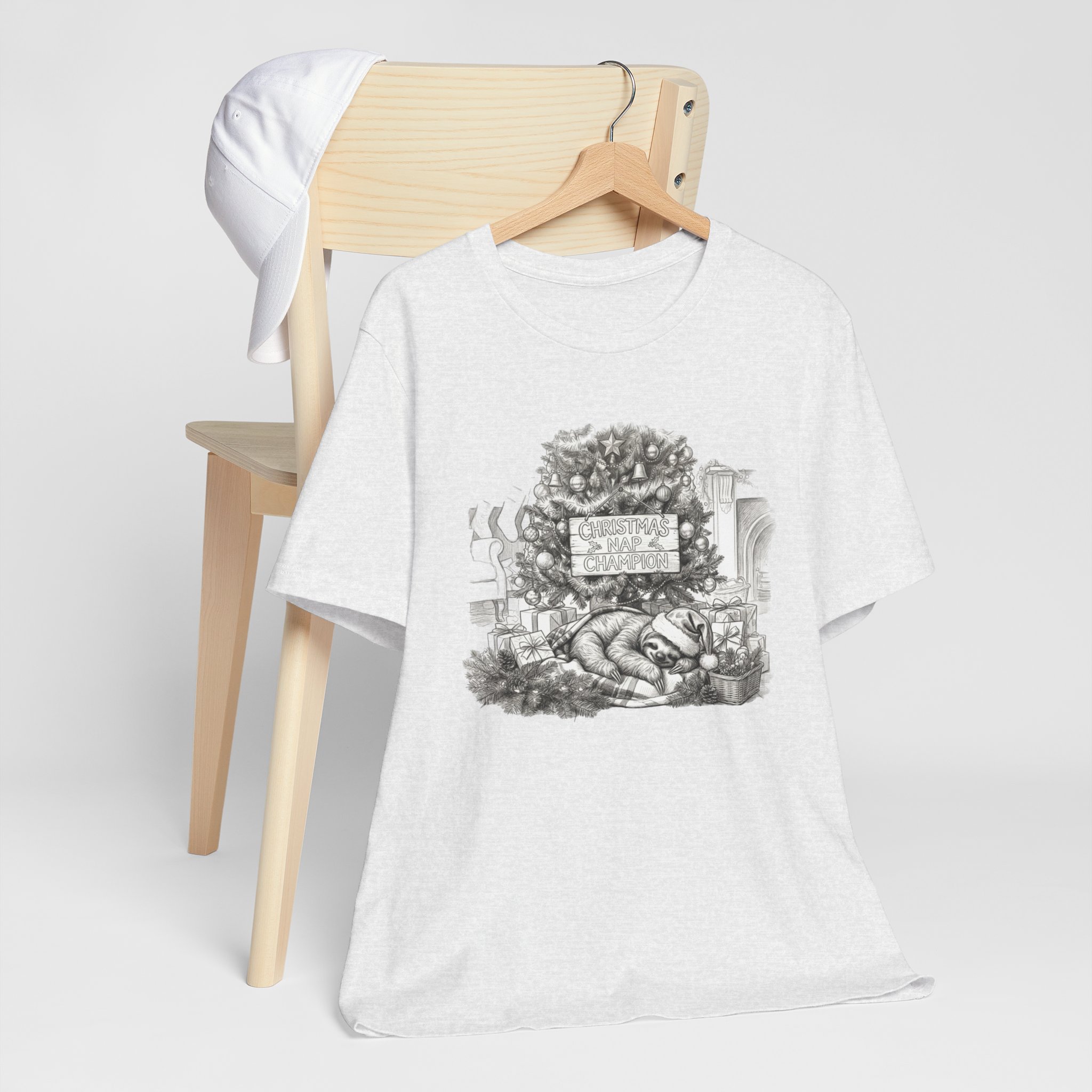 Christmas Nap Champion T Shirt Funny Christmas Sloth Tee Sleeping Under Tree Festive Humour Shirt Christmas Gift For Nap Lovers Sloth Christmas Tee - Image 3