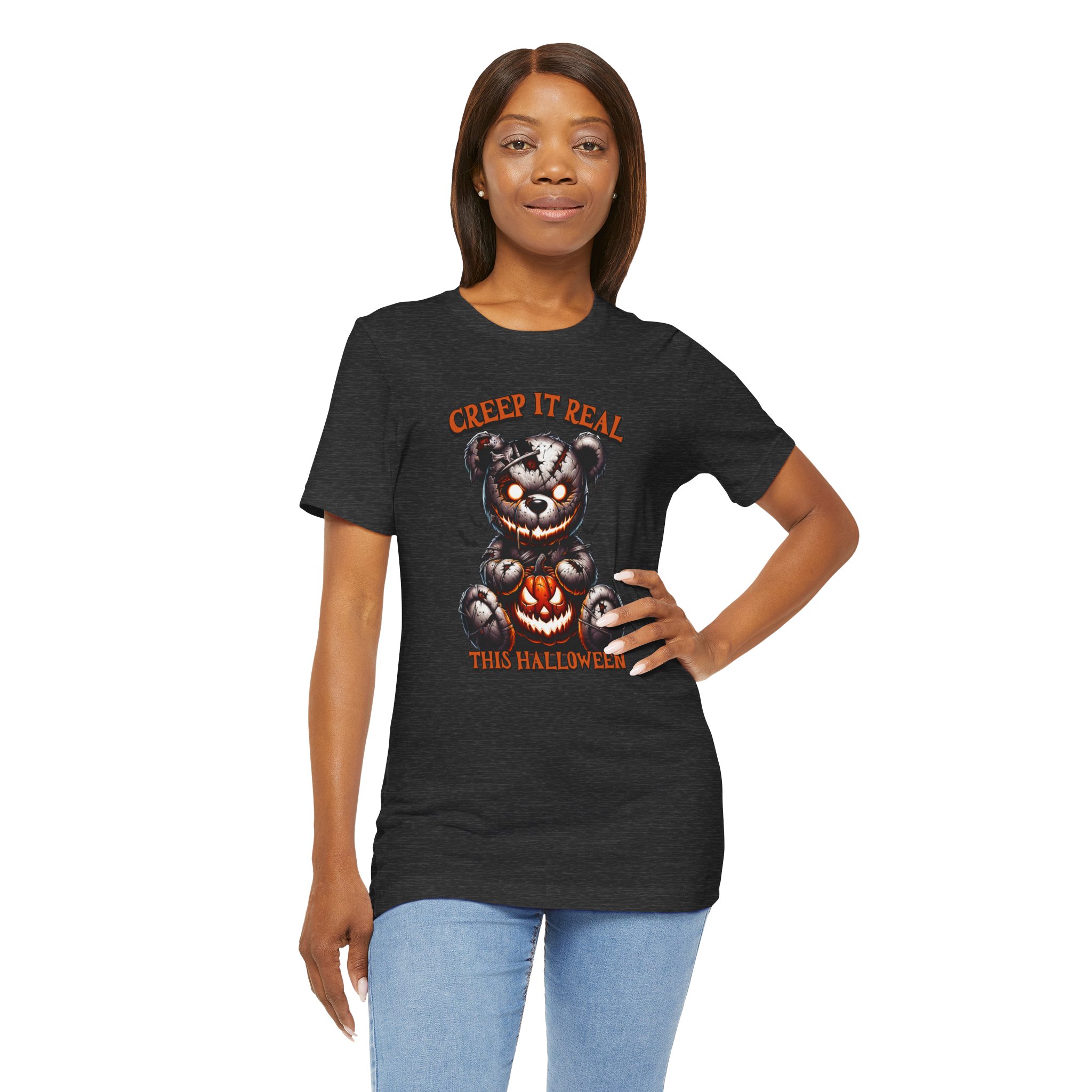 Creep It Real This Halloween T Shirt Spooky Teddy Bear Pumpkin Graphic Tee Creepy Bear Halloween Shirt Horror Humor Gift Spooky Season Tee - Image 7